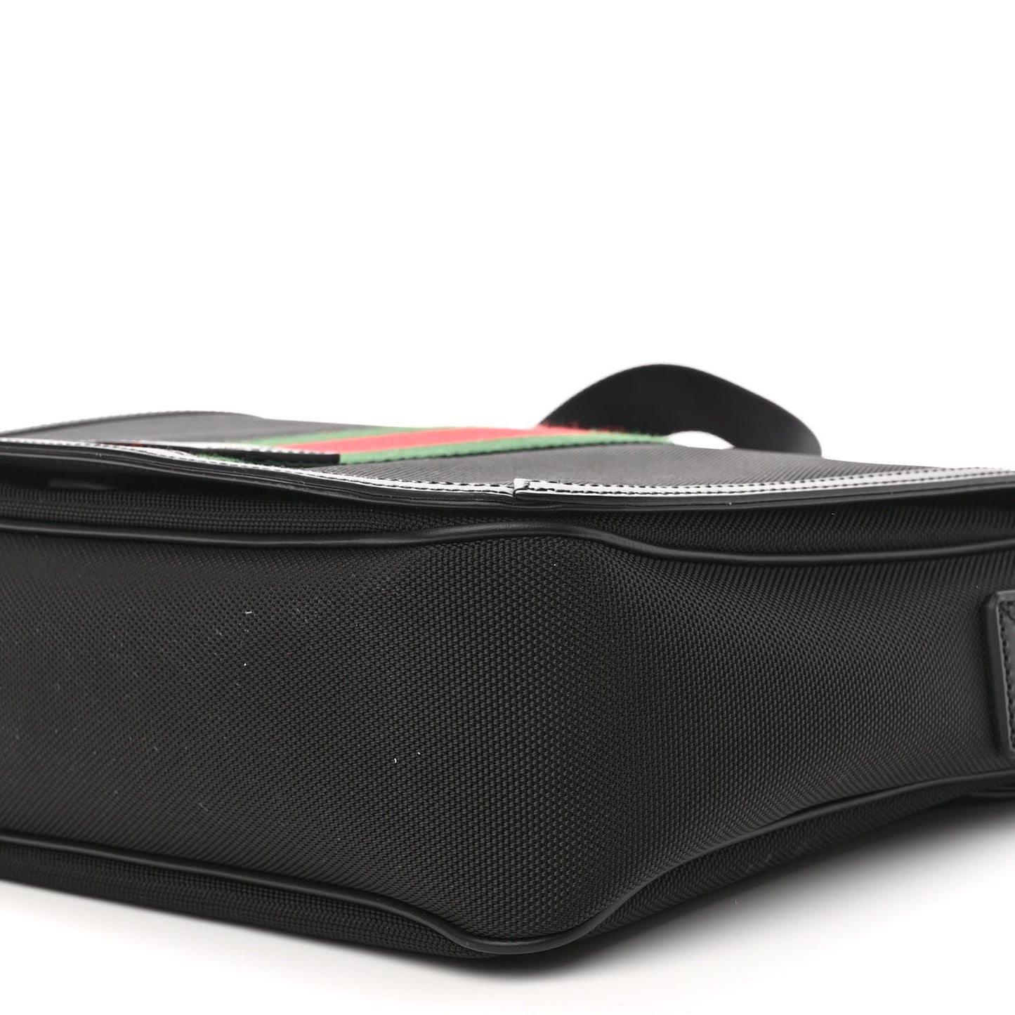 Techno Canvas Web Flap Messenger Bag Black