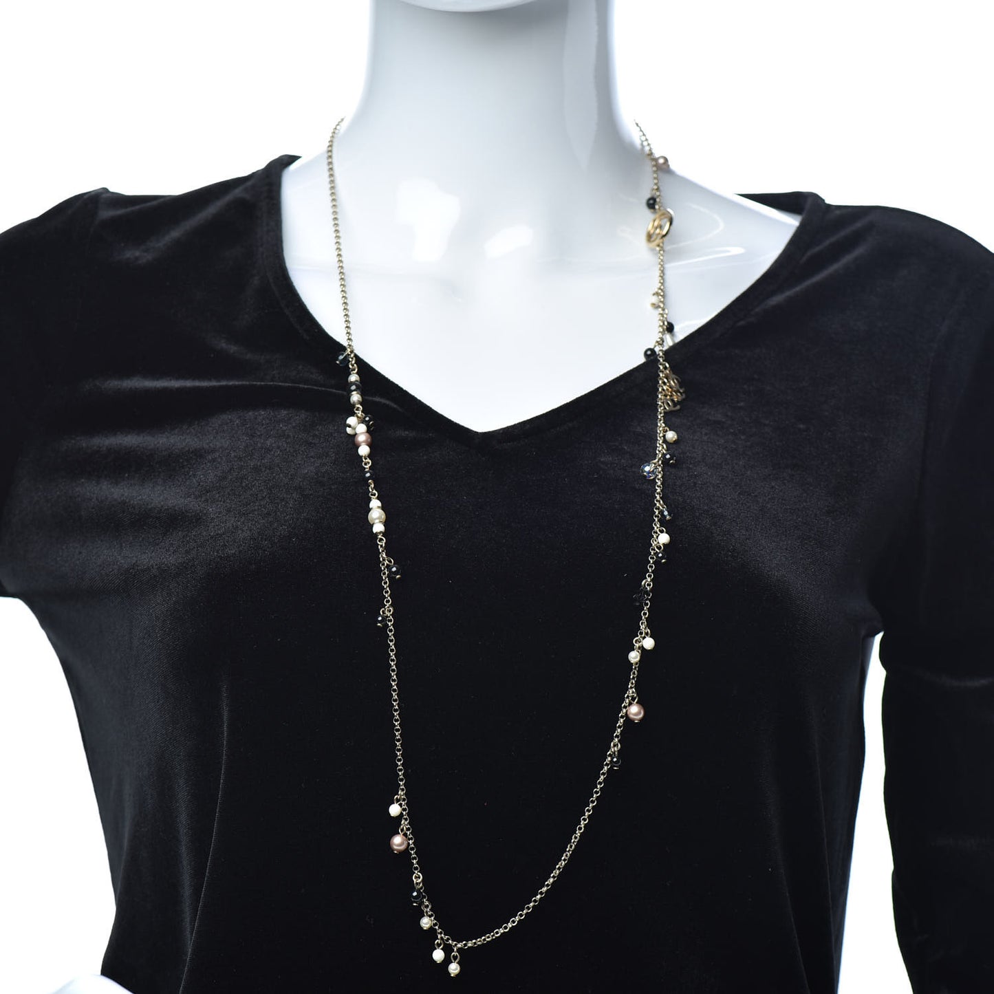 Resin Bead Pearl CC Necklace Gold