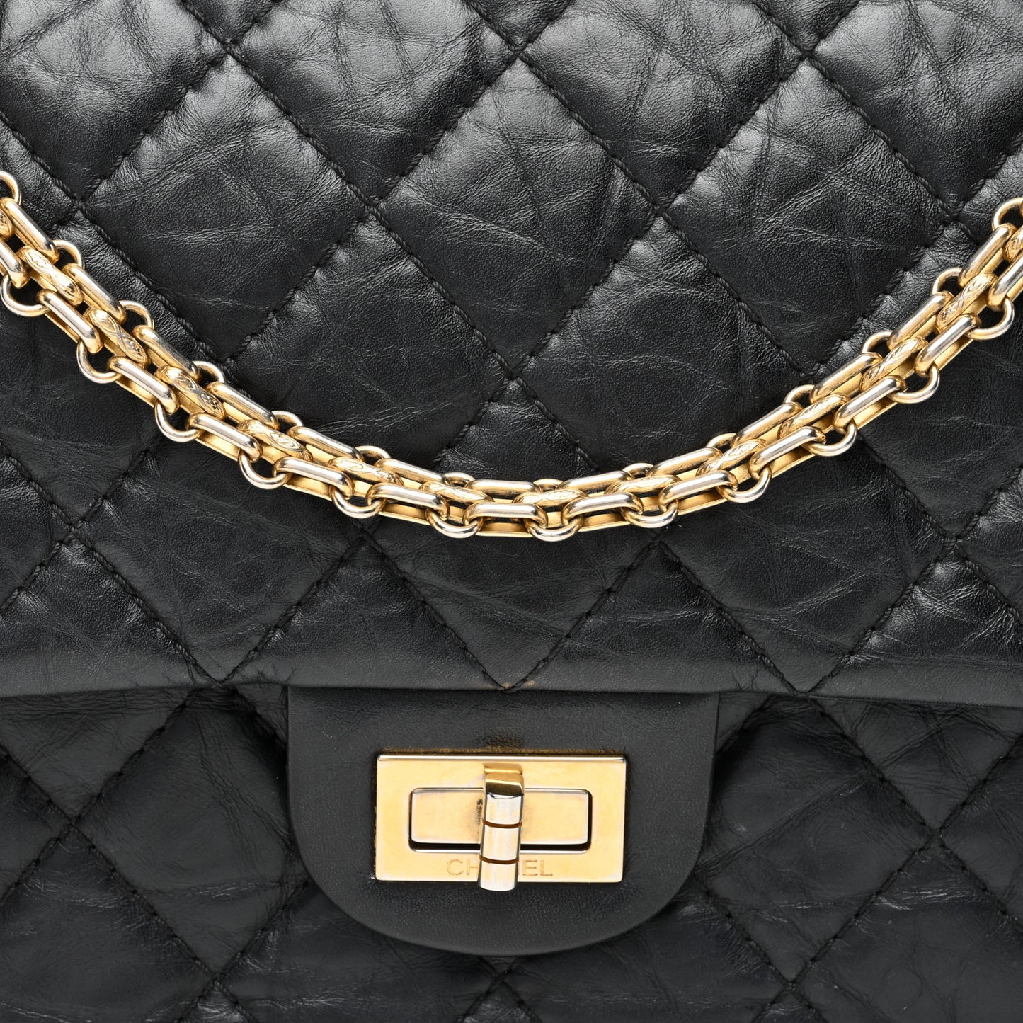 Aged Calfskin Quilted 2.55 Reissue 226 Flap Black