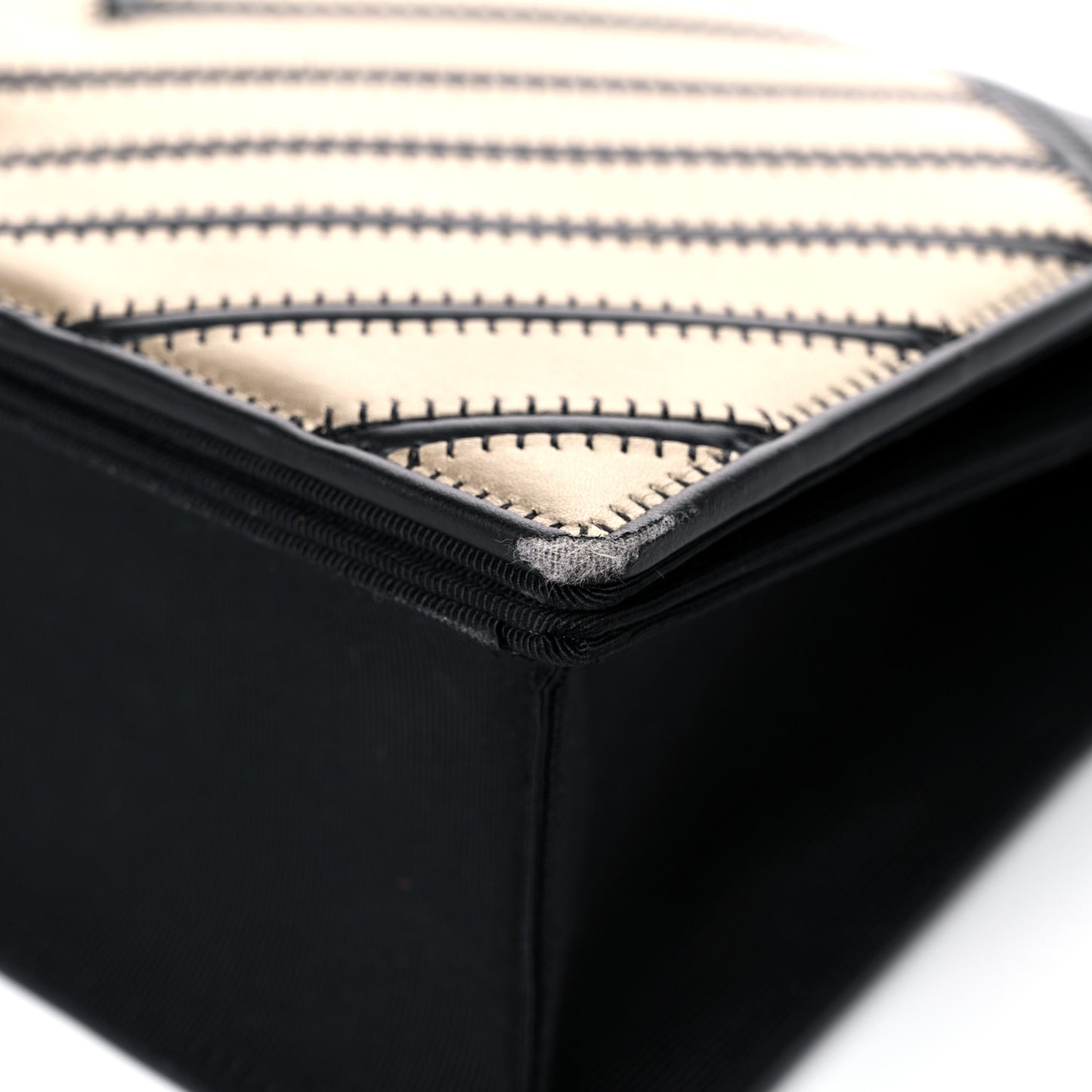 Grosgrain Chevron Quilted Couture Flap Black Gold