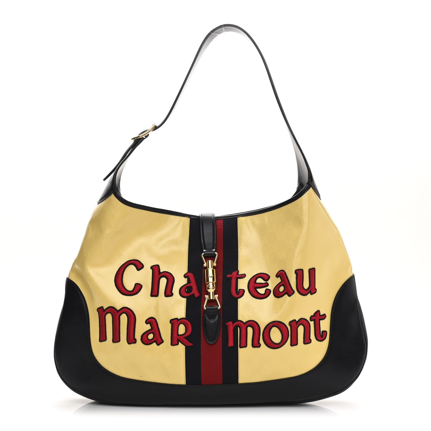 Gucci Crystal Monogram Chateau Marmont Medium Jackie O Hobo Straw