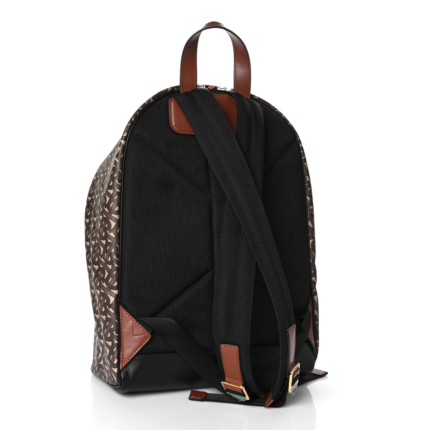 E-Canvas Monogram Stripe Backpack Bridle Brown