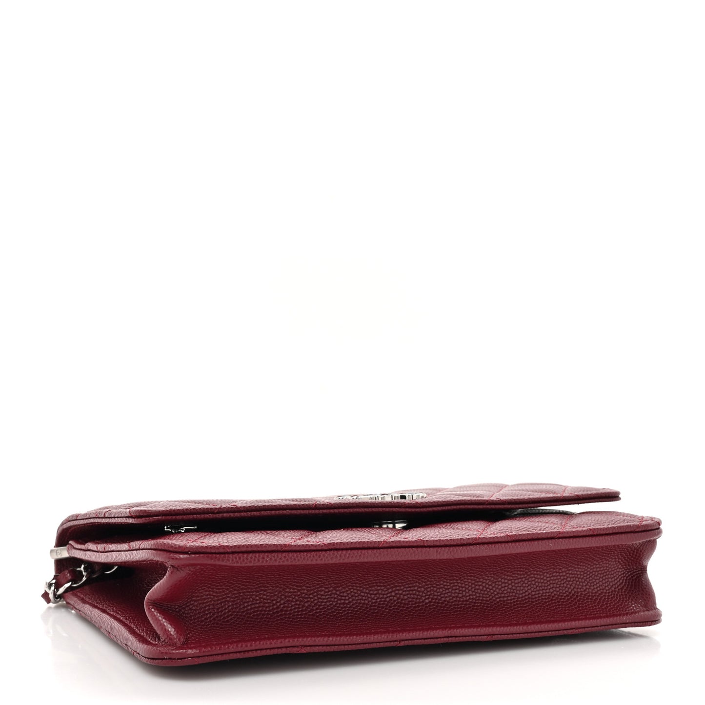 Caviar Quilted Glass Wallet On Chain WOC Burgundy