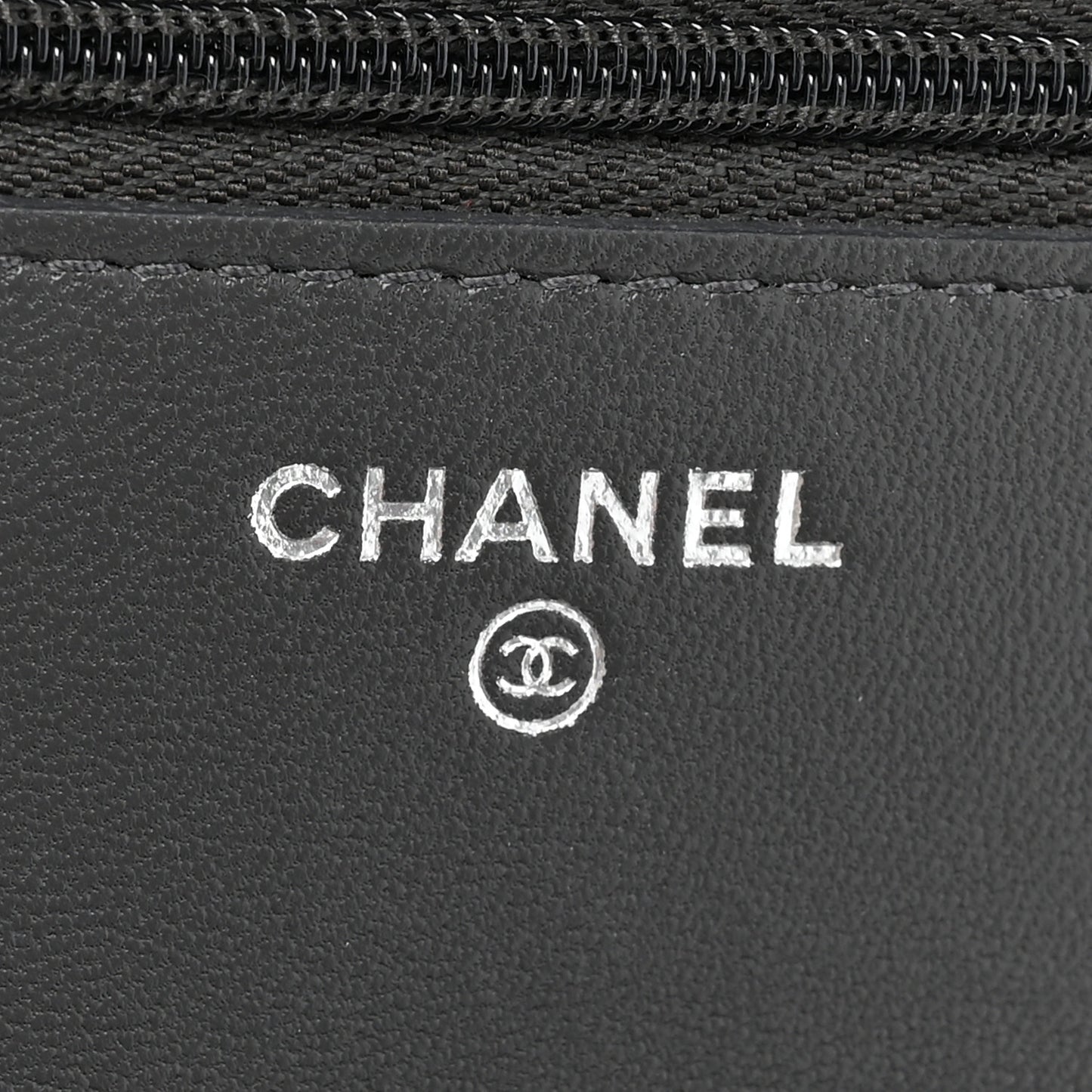 Lambskin Quilted Wallet On Chain WOC Grey