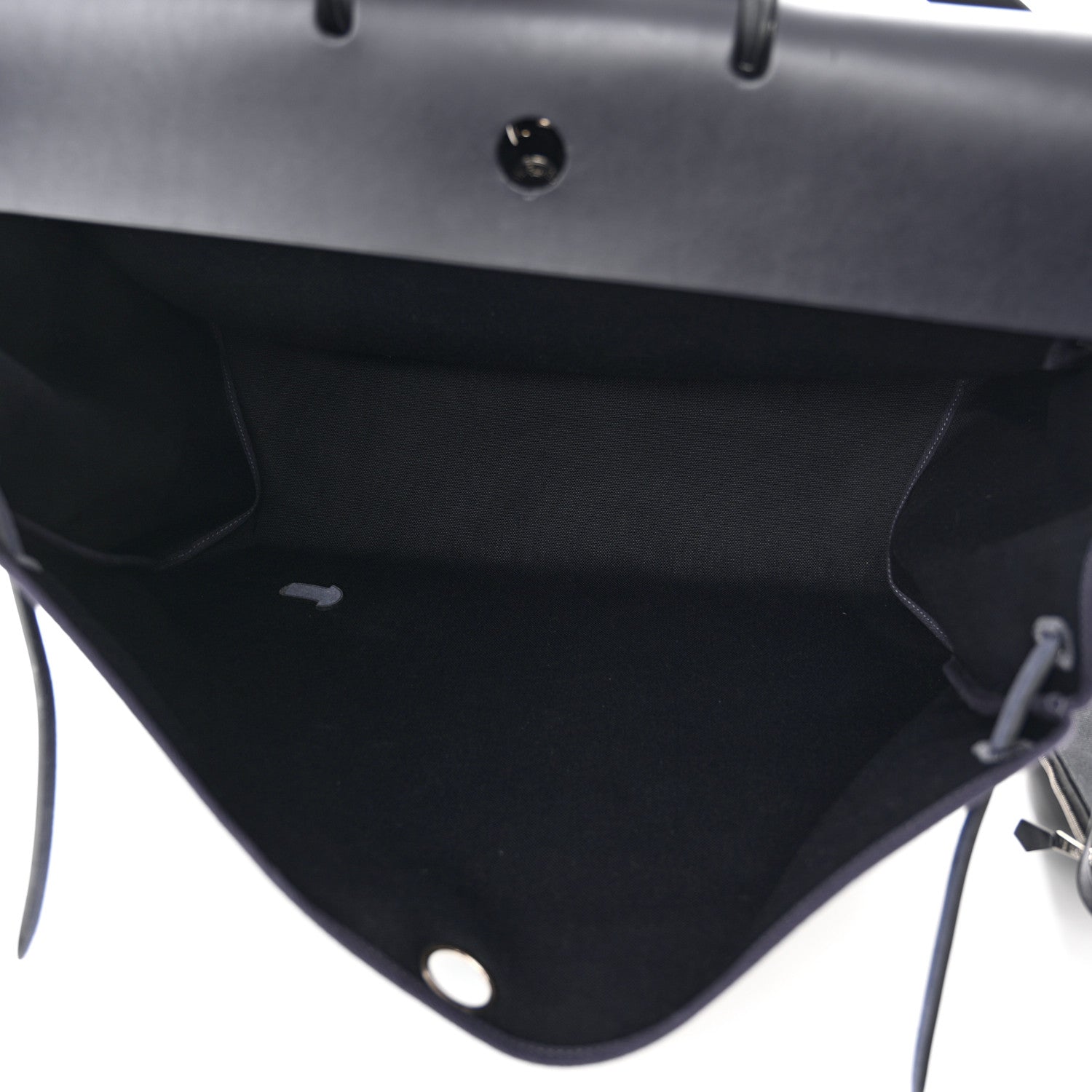 Hermes Military Toile Vache Hunter Herbag Zip Retourne Cabine Bag Black Bleu Marine 6 of 13