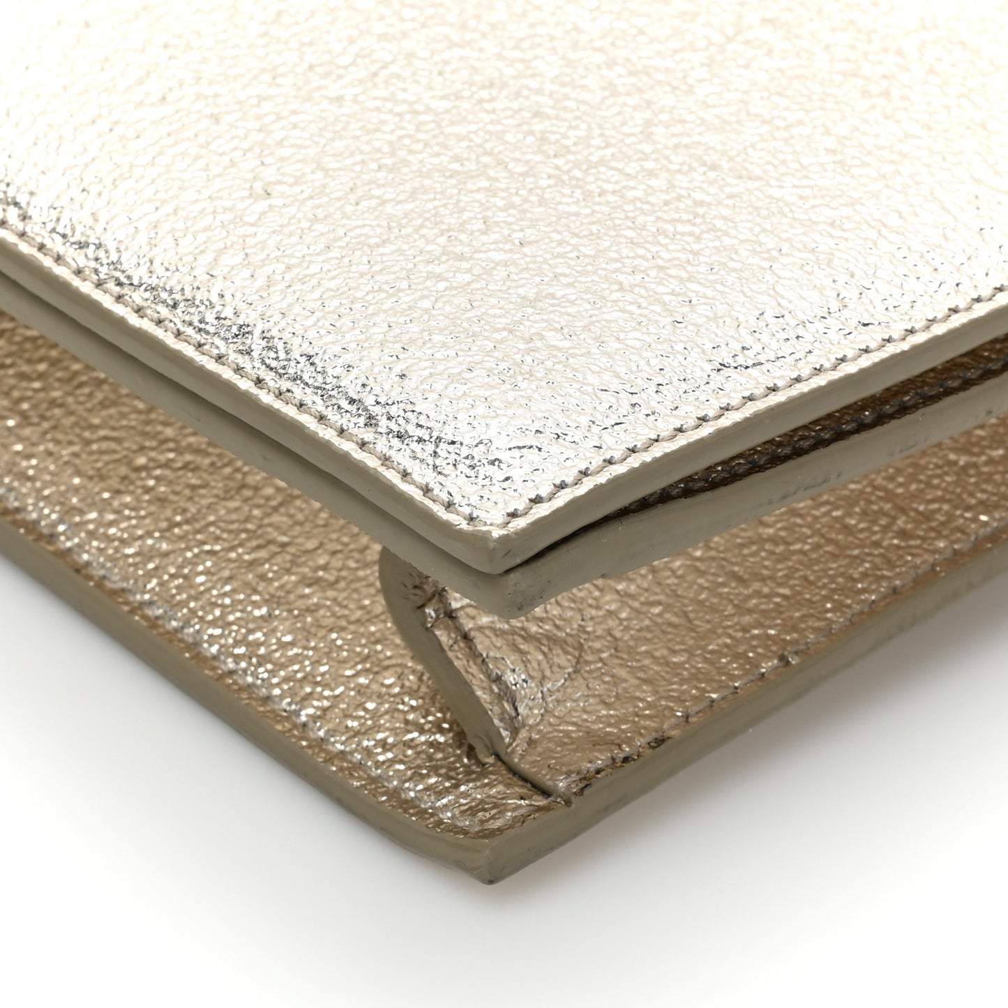 Metallic Calfskin Medium Serpent Clutch Gold