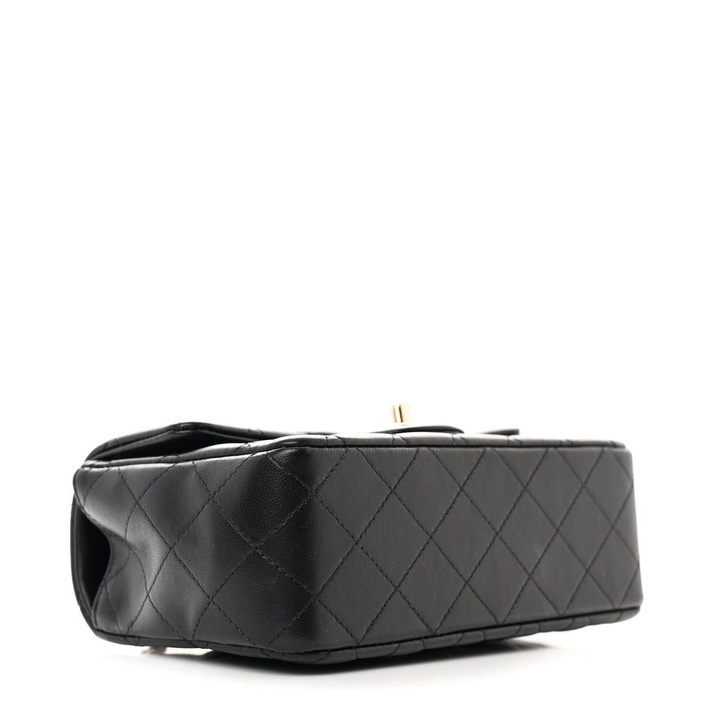 Lambskin Quilted Mini Top Handle Rectangular Flap Black