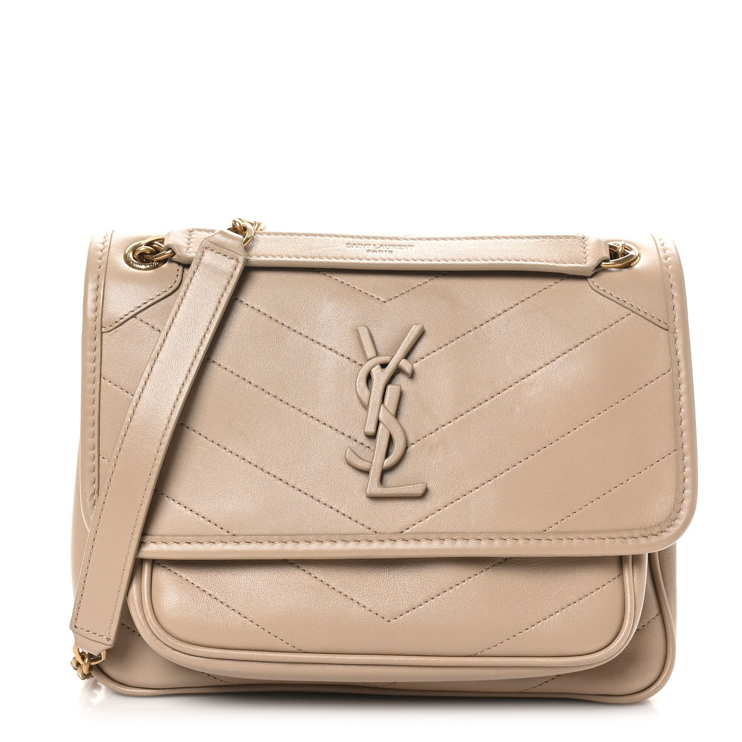 Saint Laurent Lambskin Matelasse Monogram Baby Niki Chain Satchel