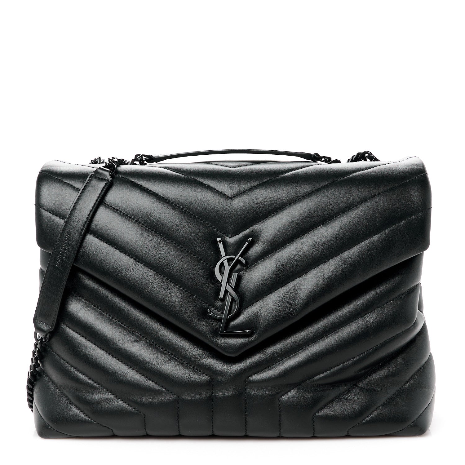 Saint Laurent Calfskin Y Quilted Monogram Monochrome Medium Loulou Chain Satchel Black 1 of 11