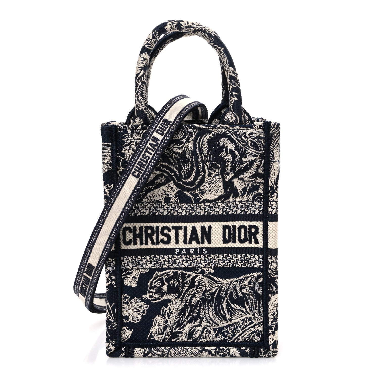 ディオール　スマホバッグ　used Christian Dior Oblique Mini Book Tote Phone Bag Blue 1874416