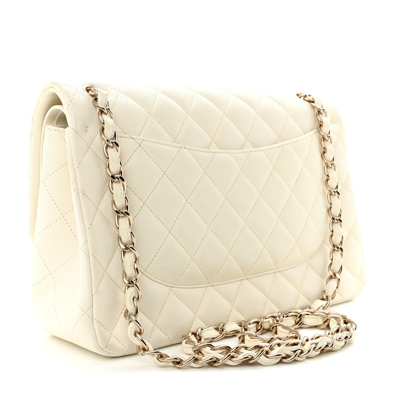 Chanel Caviar Quilted Jumbo Double Flap White 3 of 14