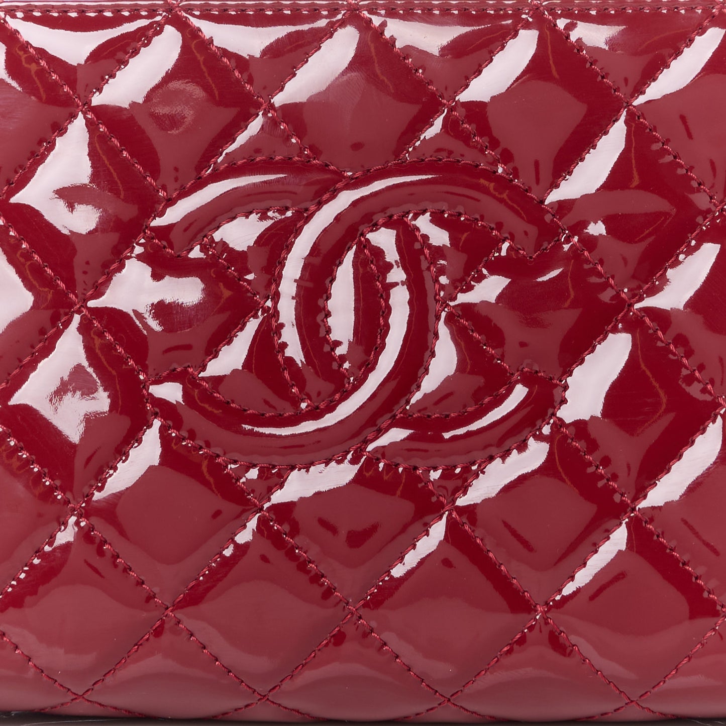 Patent CC Quilted Timeless Clutch Red