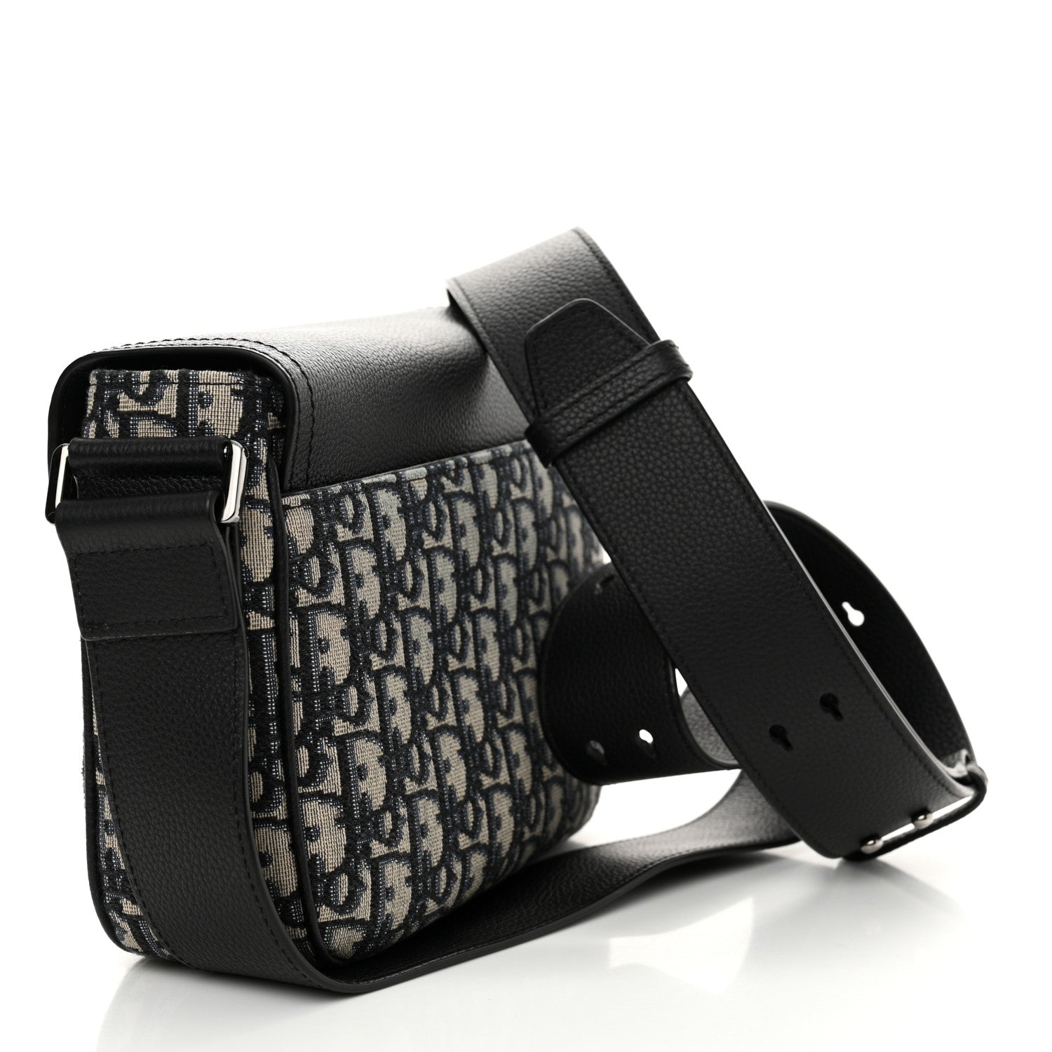 Christian Dior Grained Calfskin Oblique Mini Saddle Messenger Black 3 of 12