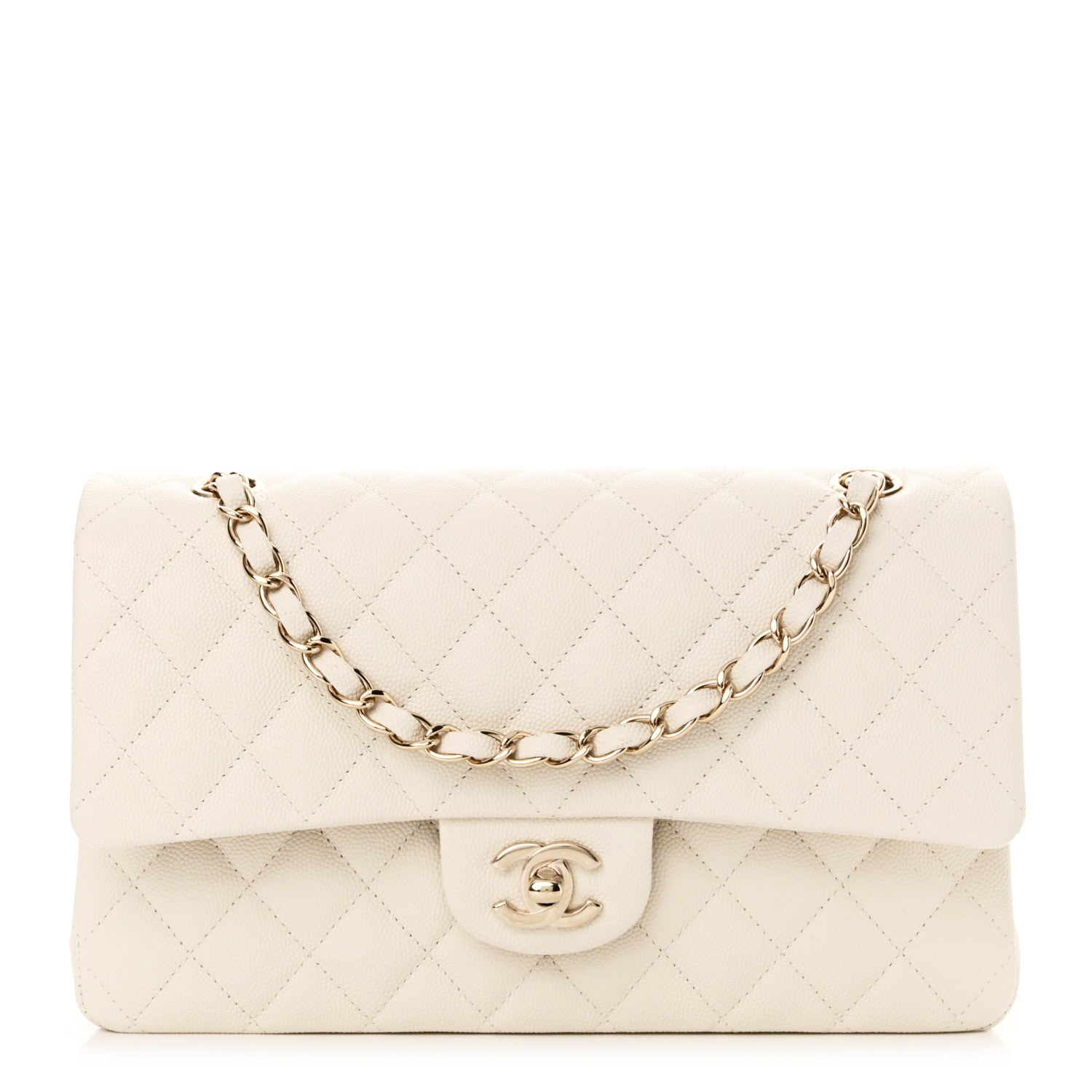 Chanel Caviar Quilted Medium Double Flap White 1 of 11