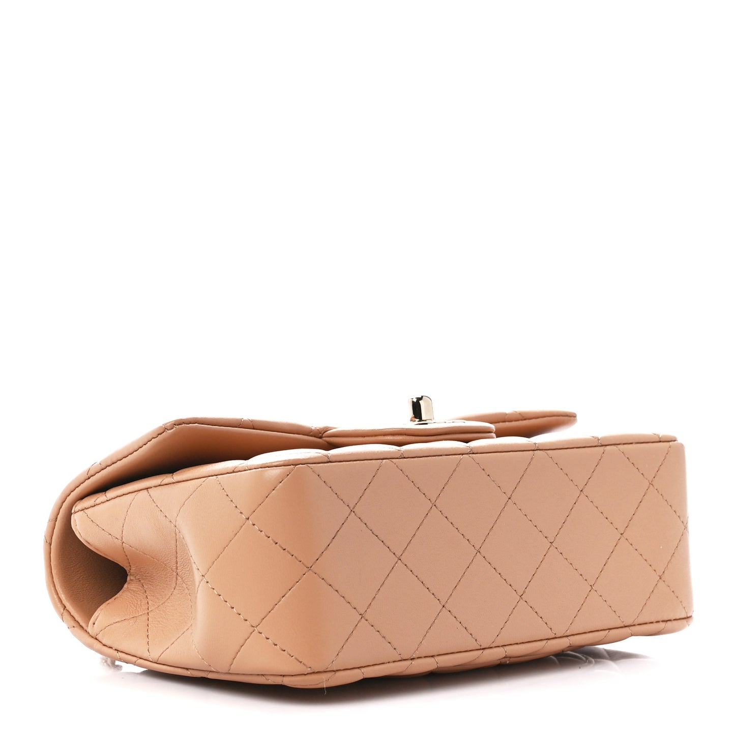 Lambskin Quilted Mini Top Handle Rectangular Flap Beige