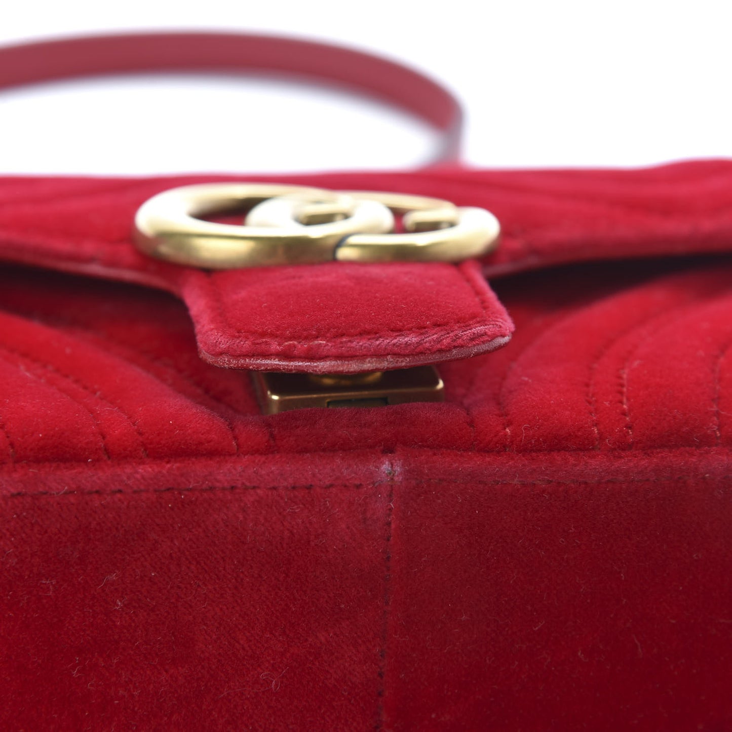 Velvet Matelasse Mini GG Marmont Shoulder Bag Hibiscus Red