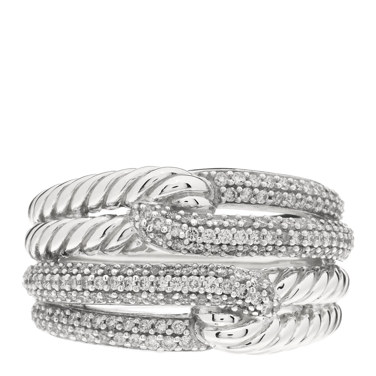 Sterling Silver Diamond 13mm Labyrinth Double Loop Ring 54 7