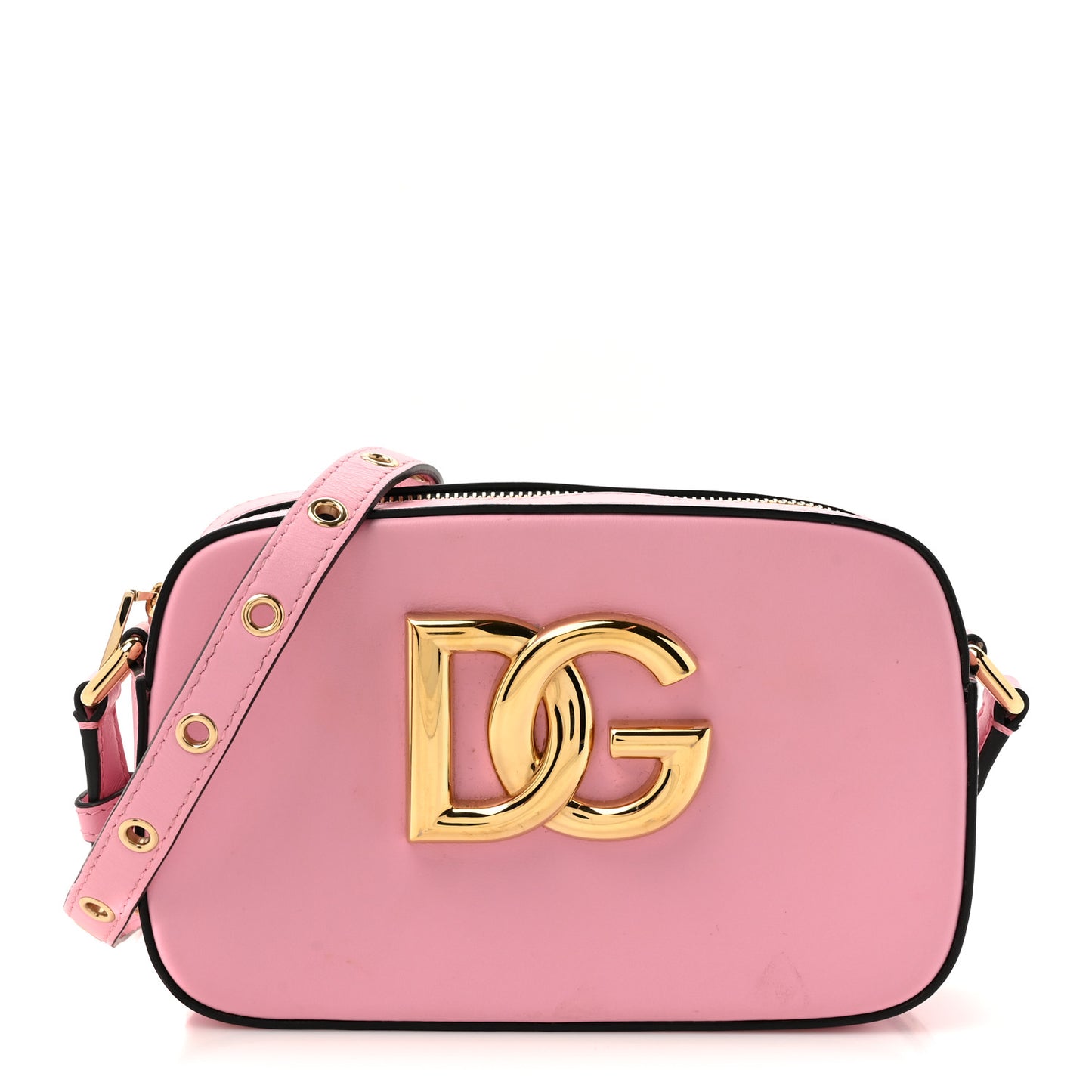DOLCE GABBANA Calfskin Hot Stuff DG Logo 3.5 Crossbody Bag Baby Pink
