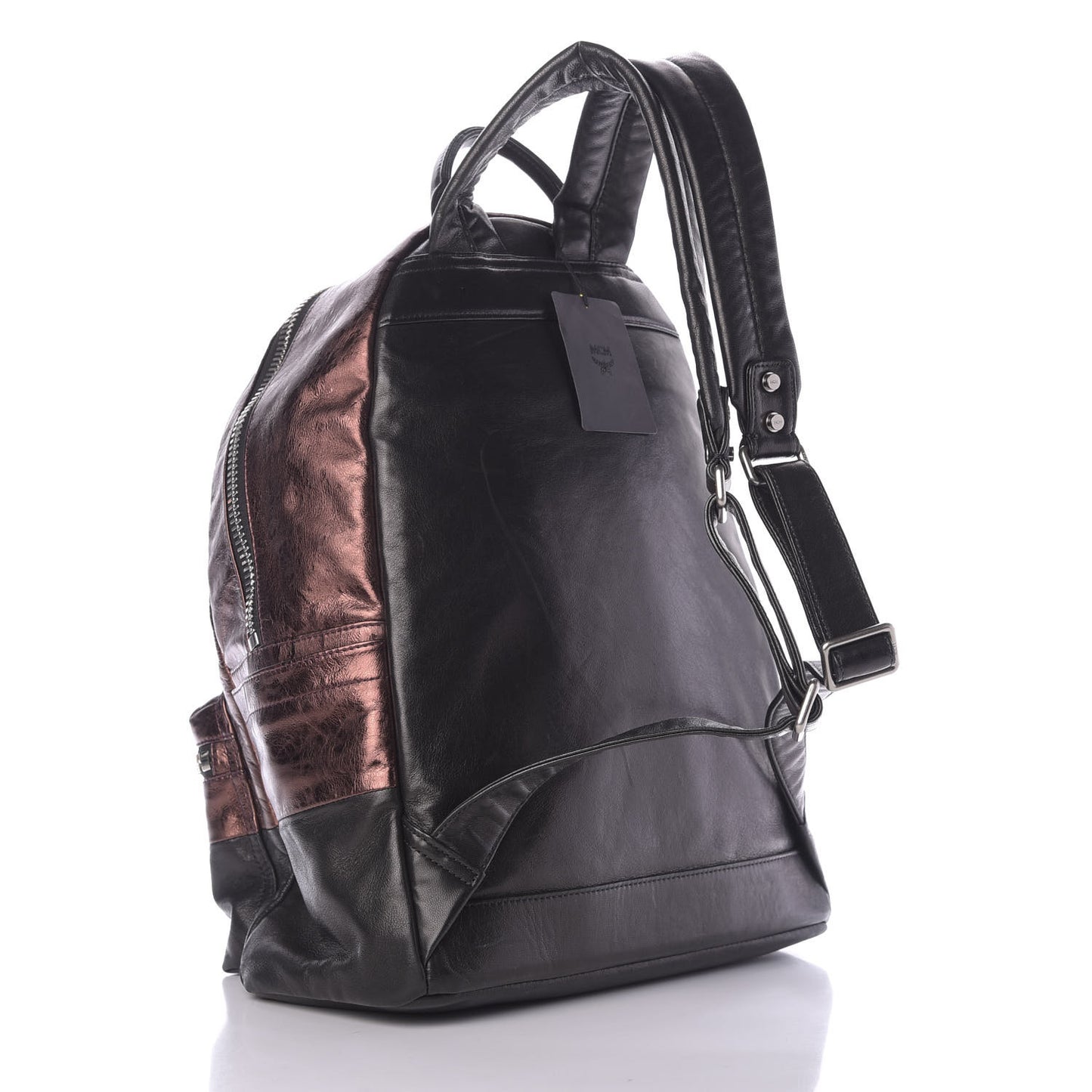 Calfskin Tumbler Colorblock Backpack Bronze Copper Black