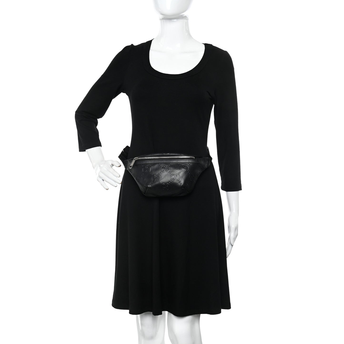 Calfskin GG Tennis Embossed Belt Bag Black
