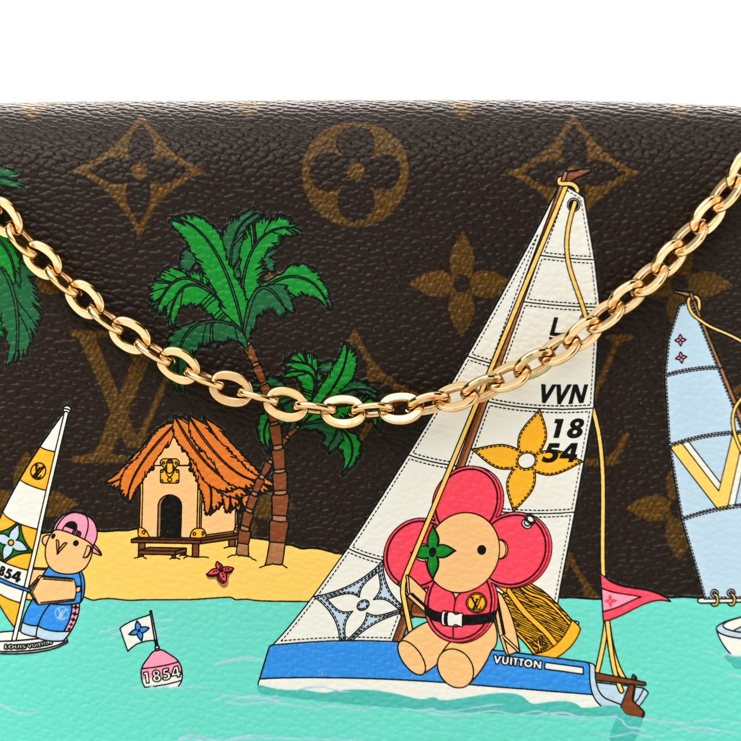 Monogram 2023 Christmas Animation Sailing Pochette Felicie Chain Wallet Dragonfruit Pink