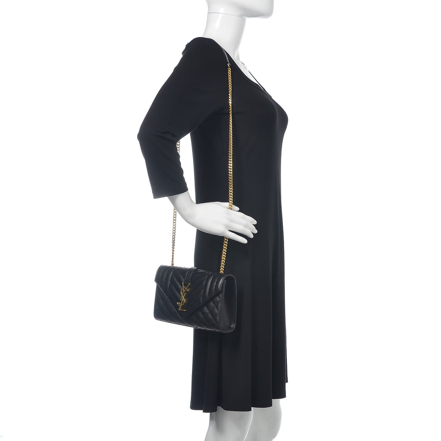 Grain De Poudre Textured Mixed Matelasse Triquilt Small Monogram Satchel Black