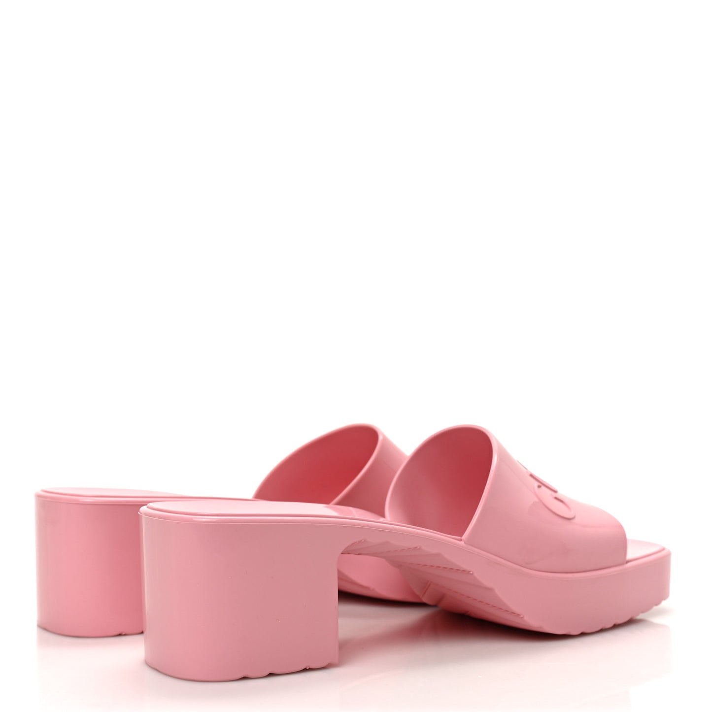 Rubber Gucci Logo Womens Platform 20/60mm Slide Sandals 38 Wild Rose