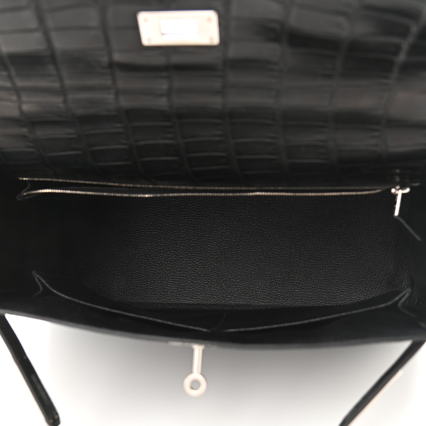 Matte Alligator Taurillon Clemence Box Kelly Retourne 32 Black
