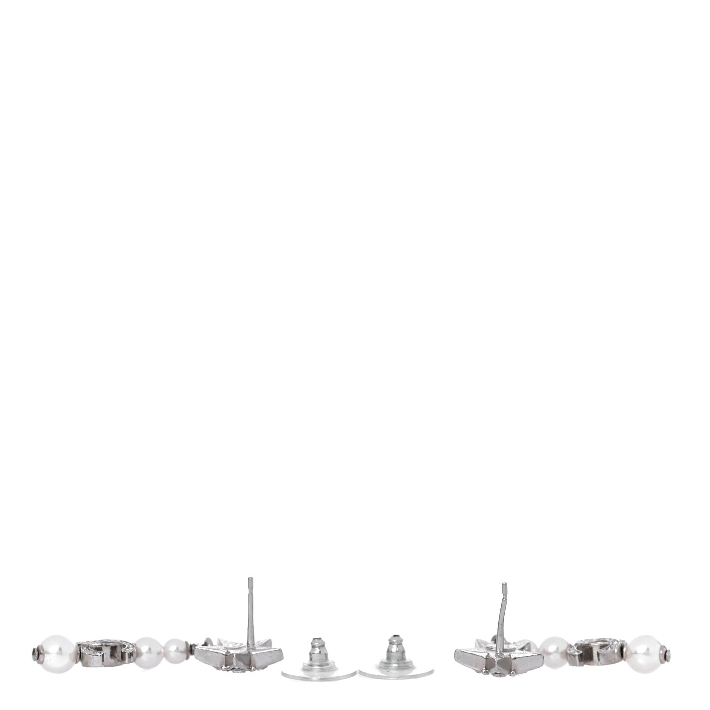 Crystal Pearl CC Star Drop Earrings Silver