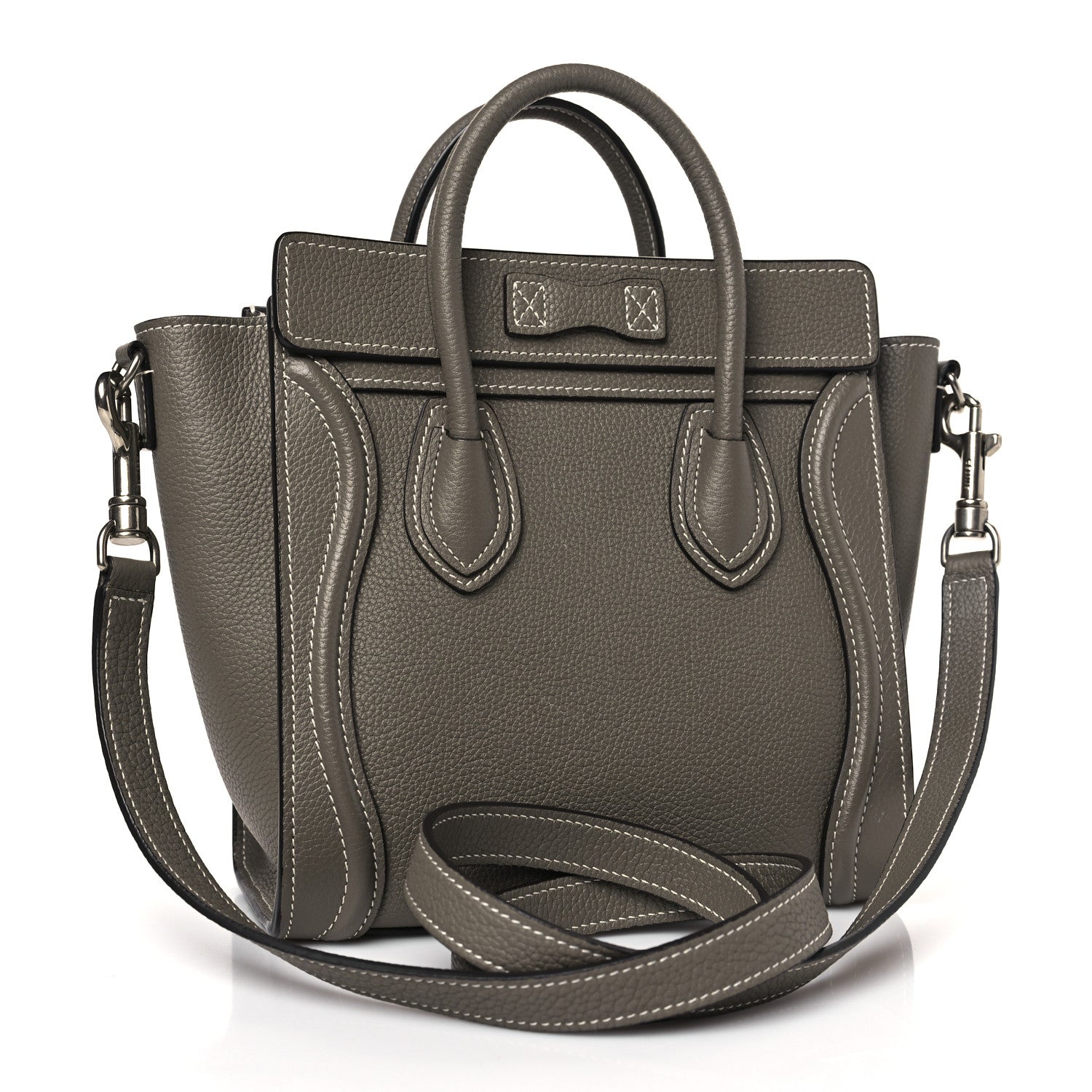 Celine Drummed Calfskin Nano Luggage Souris 3 of 9
