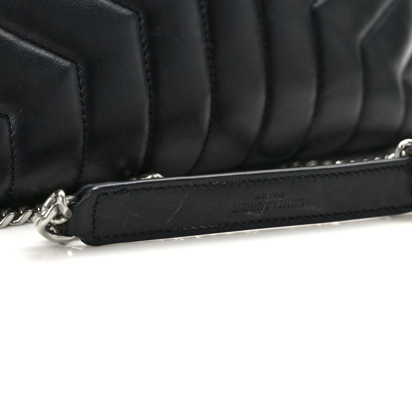 Calfskin Y Quilted Monogram Small Loulou Chain Satchel Black