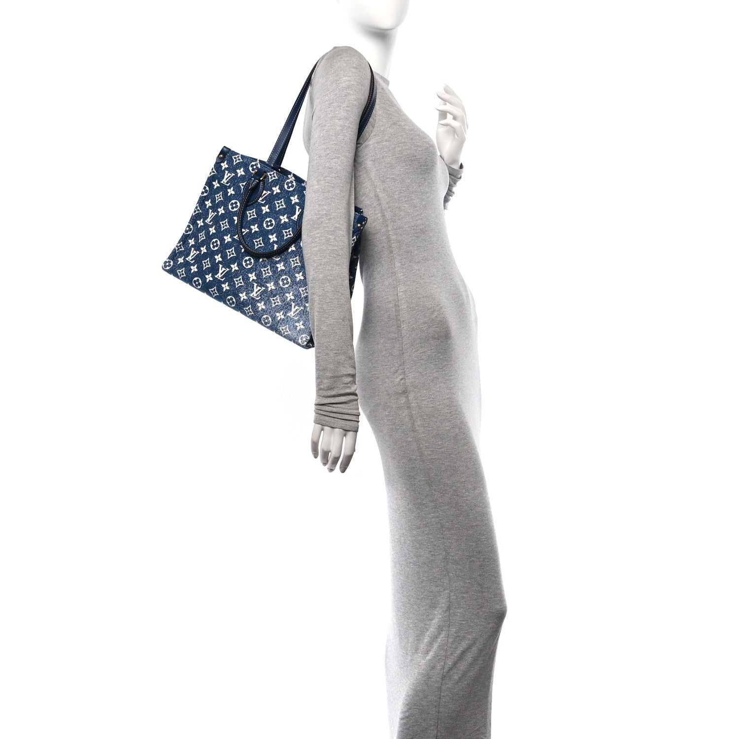 Louis Vuitton Monogram Jacquard Denim Onthego MM Bleu 2 of 9