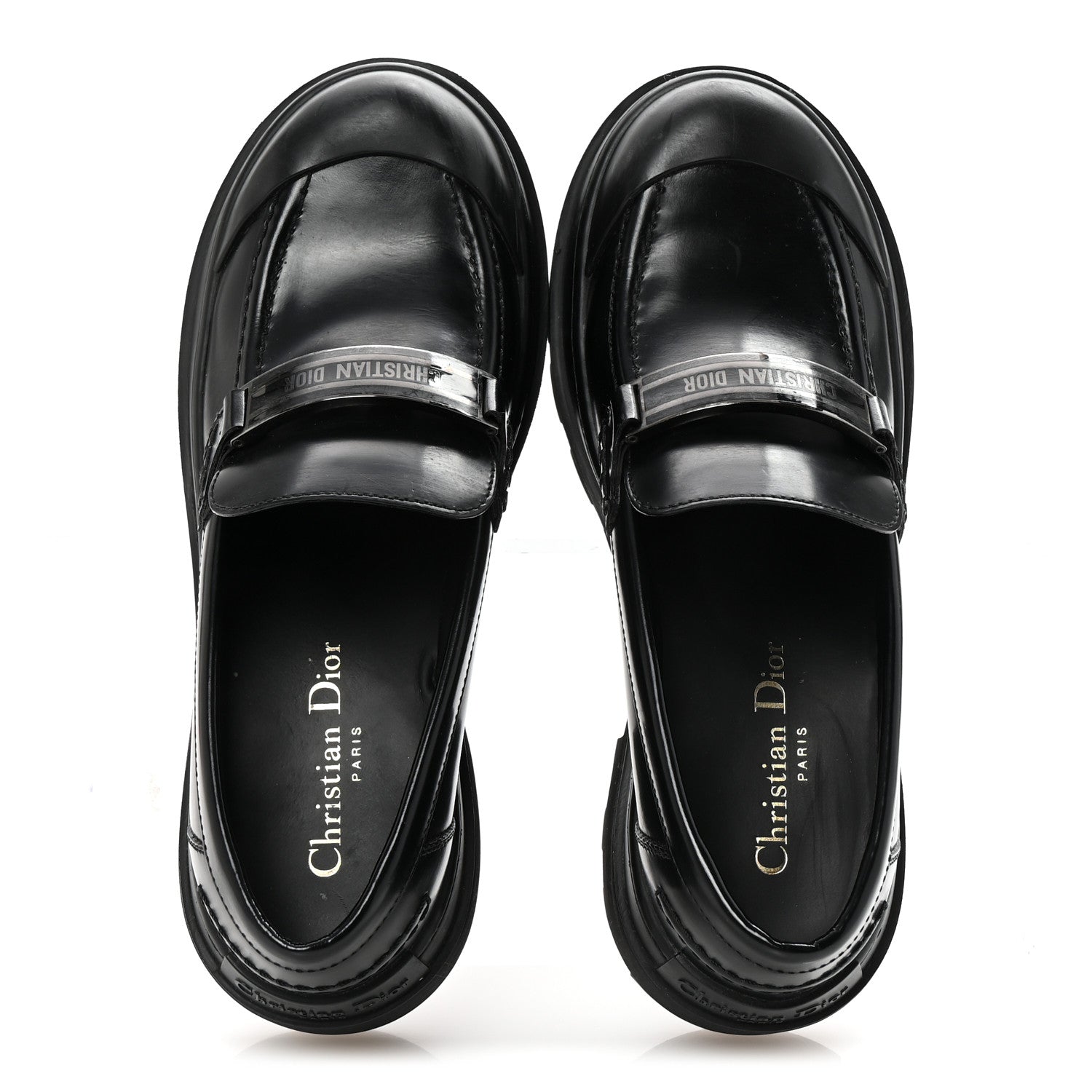 Christian Dior Brushed Calfskin Dior Code Lug Sole Platform 35mm Loafers 38.5 Black 2 of 9