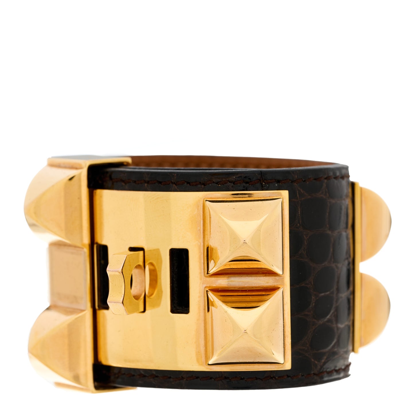 Shiny Alligator Collier de Chien CDC Bracelet XS Havane