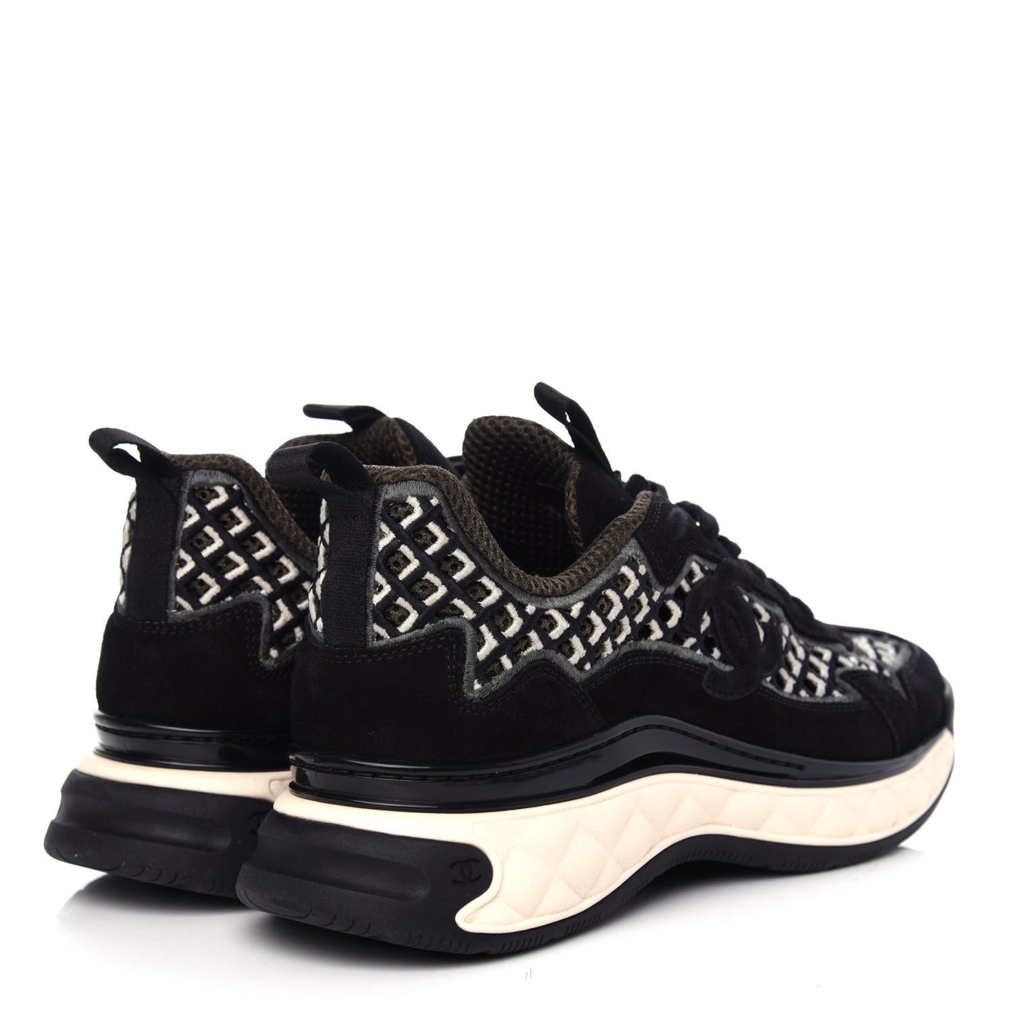 Suede Calfskin Embroidered CC Sneakers 39.5 Black