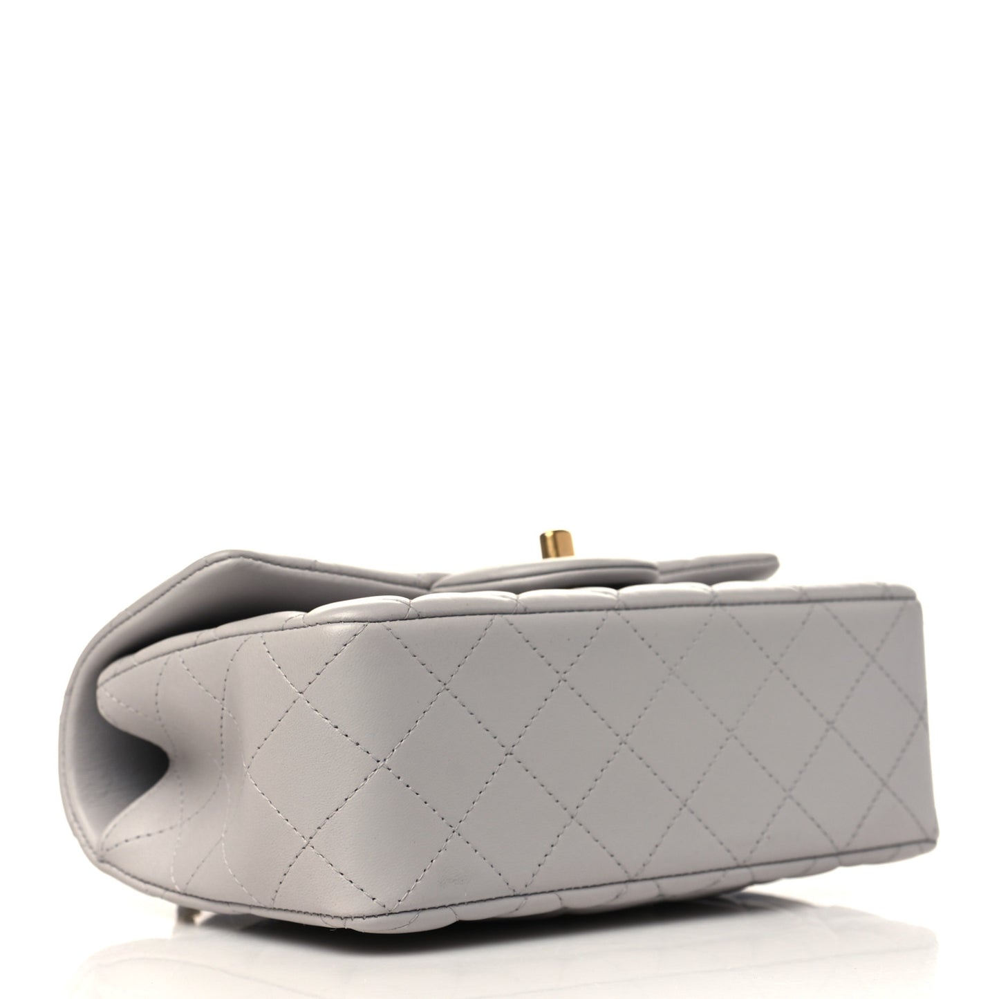 Lambskin Quilted Mini Top Handle Rectangular Flap Grey