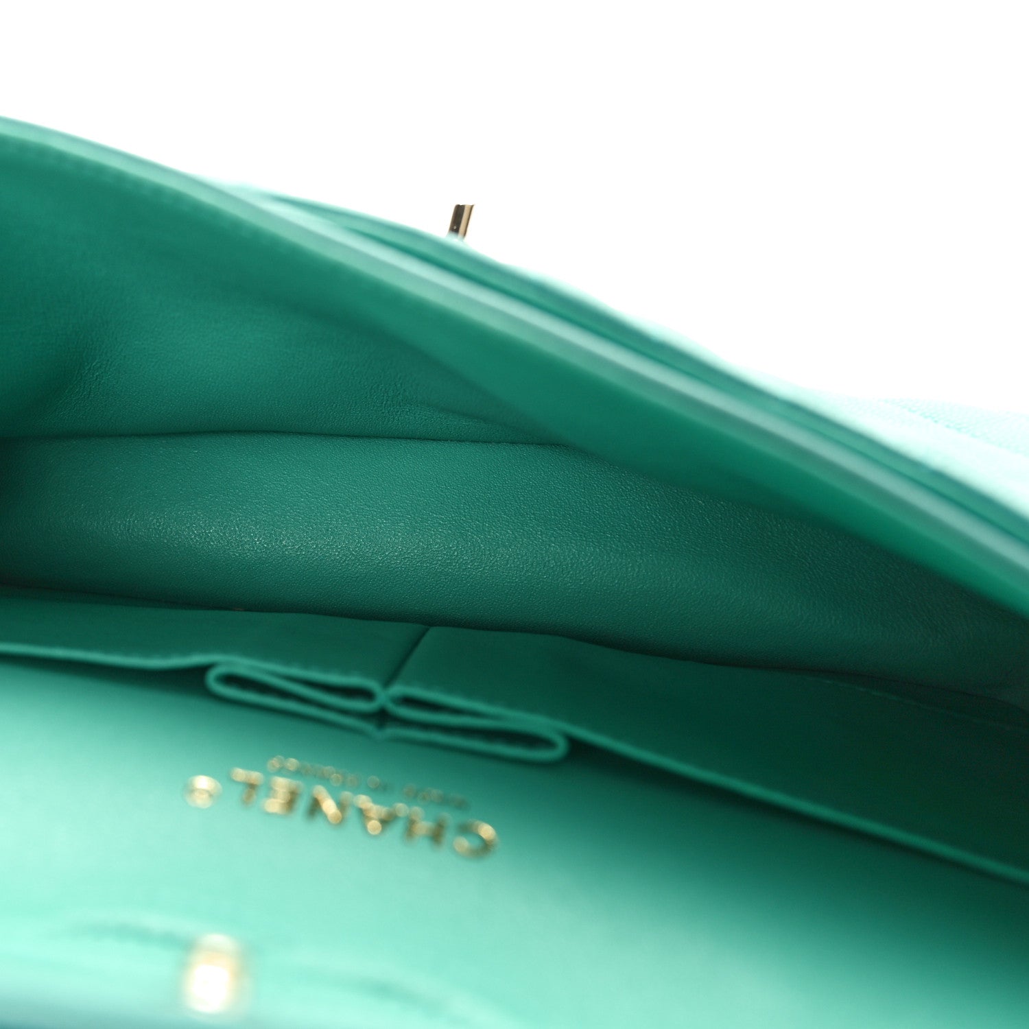 Chanel Caviar Flat Chevron Quilted Medium Double Flap Green 5 of 10