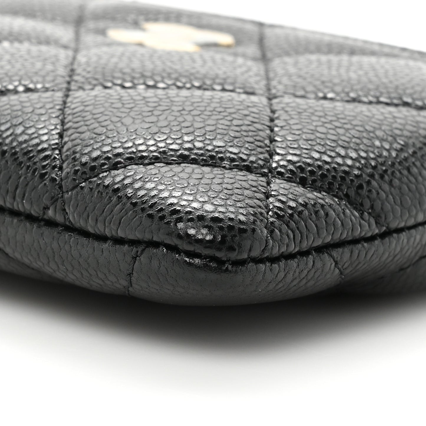 Caviar Quilted Zip Card Holder Wallet Black