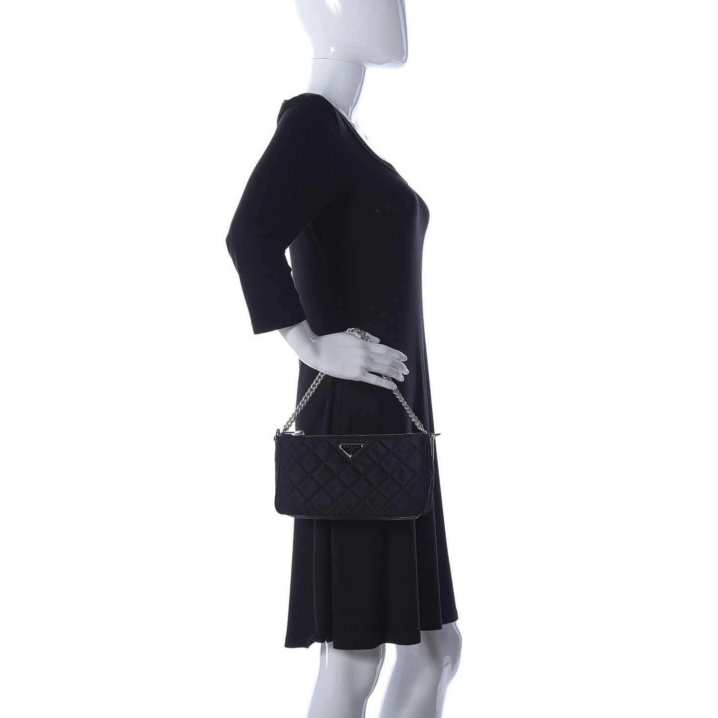 Nylon Tessuto Impuntu Quilted Crossbody Bag Black