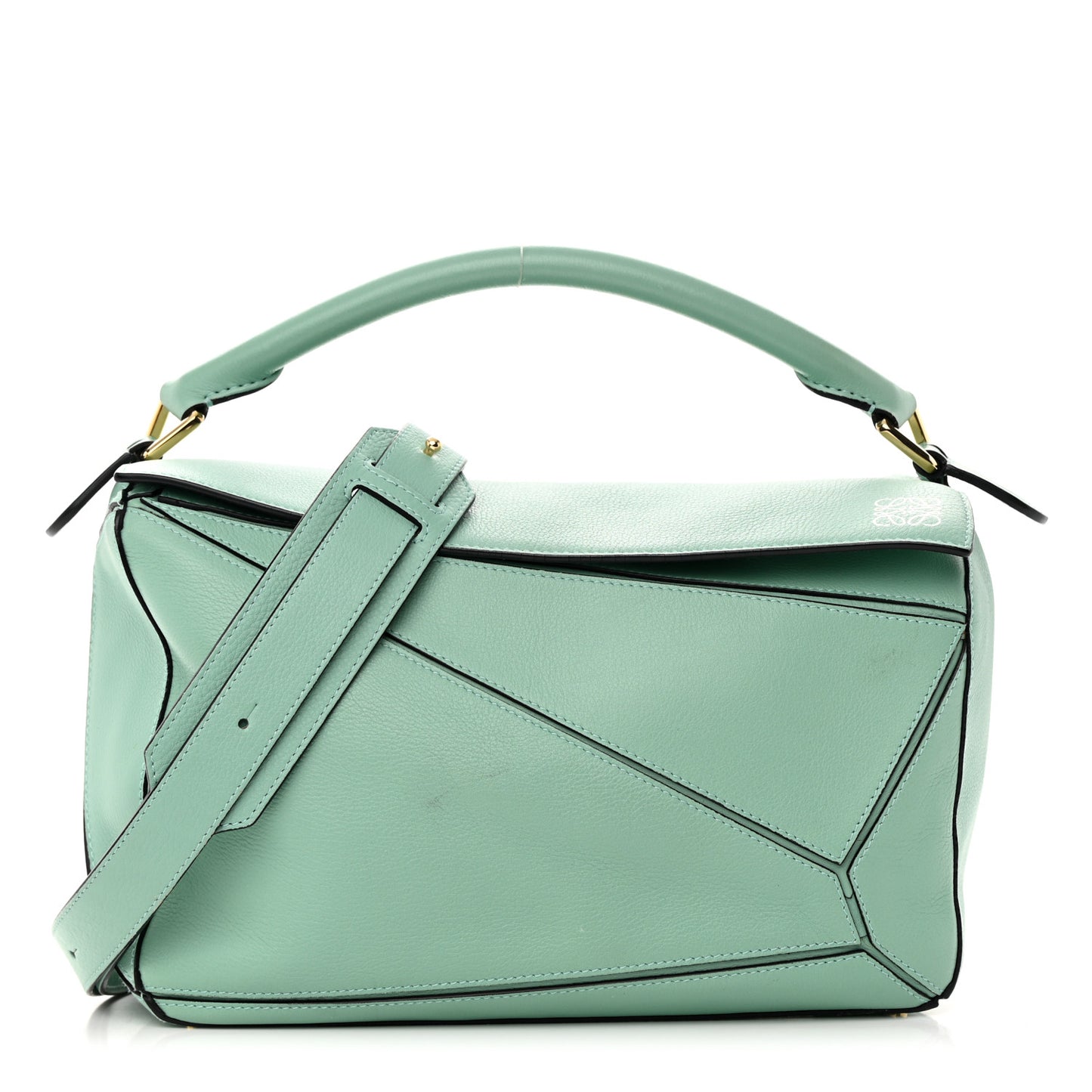 Calfskin Medium Puzzle Bag Sea Water Green