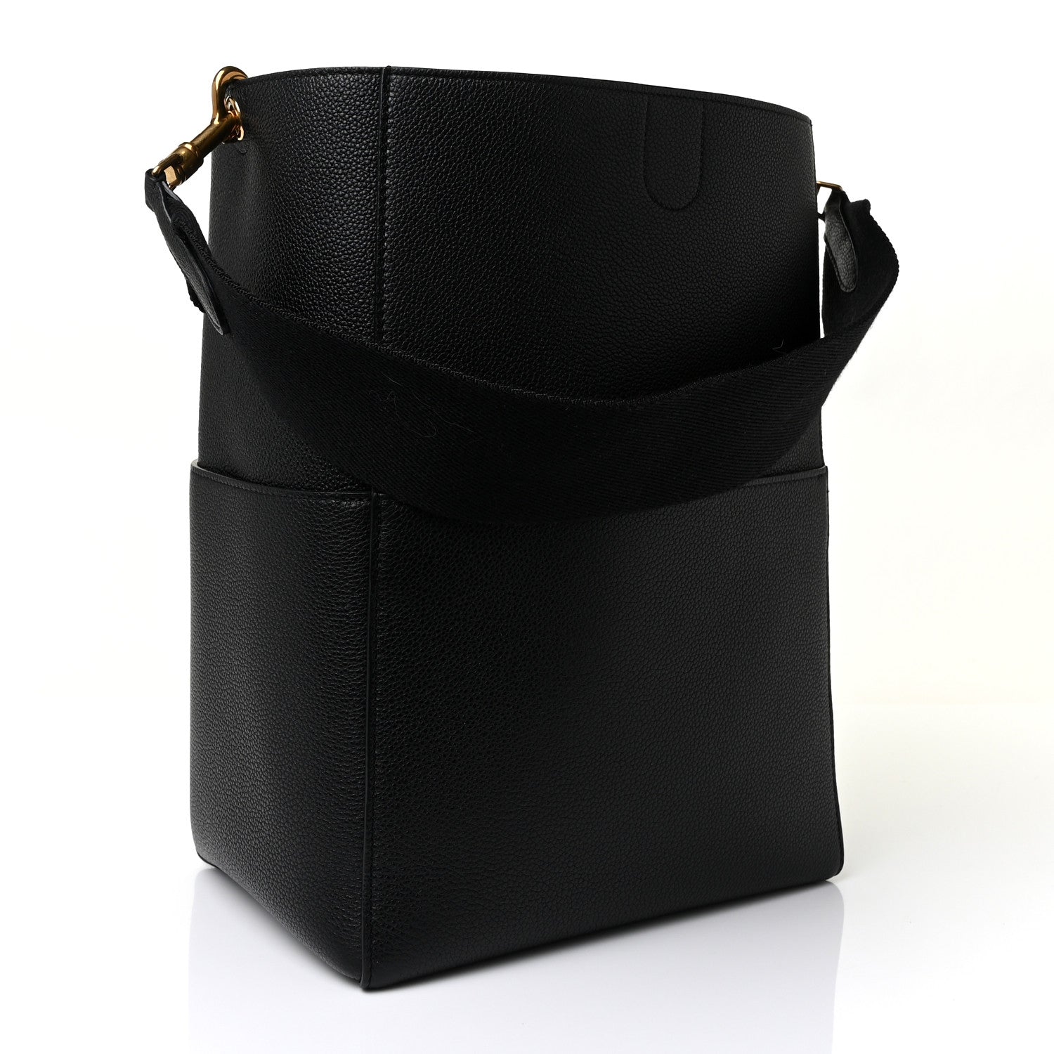 Celine Soft Grained Calfskin Sangle Bucket Bag Black 3 of 8