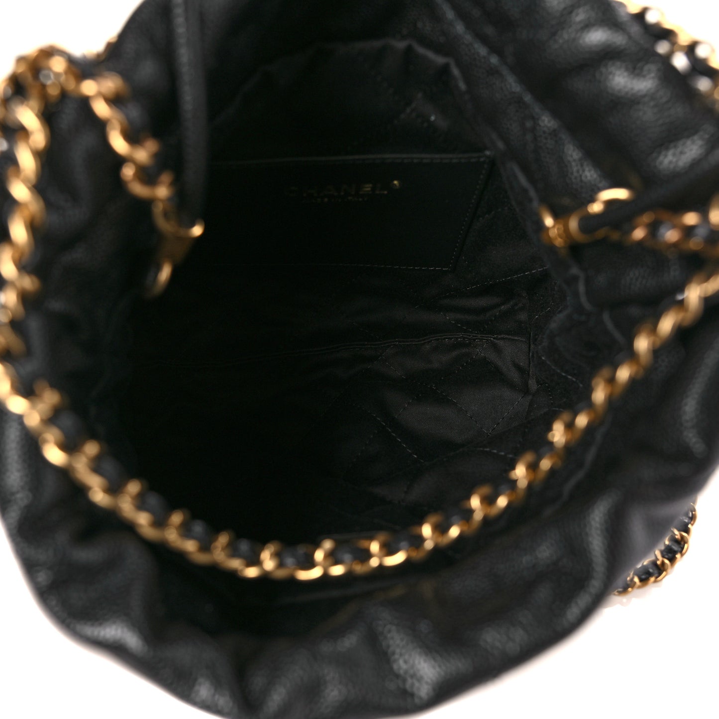 Shiny Caviar Quilted Monochrome Mini Chanel 22 Black