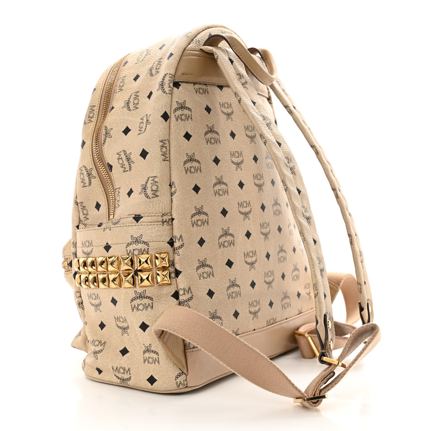 Visetos Medium Side Studs Stark Backpack Beige
