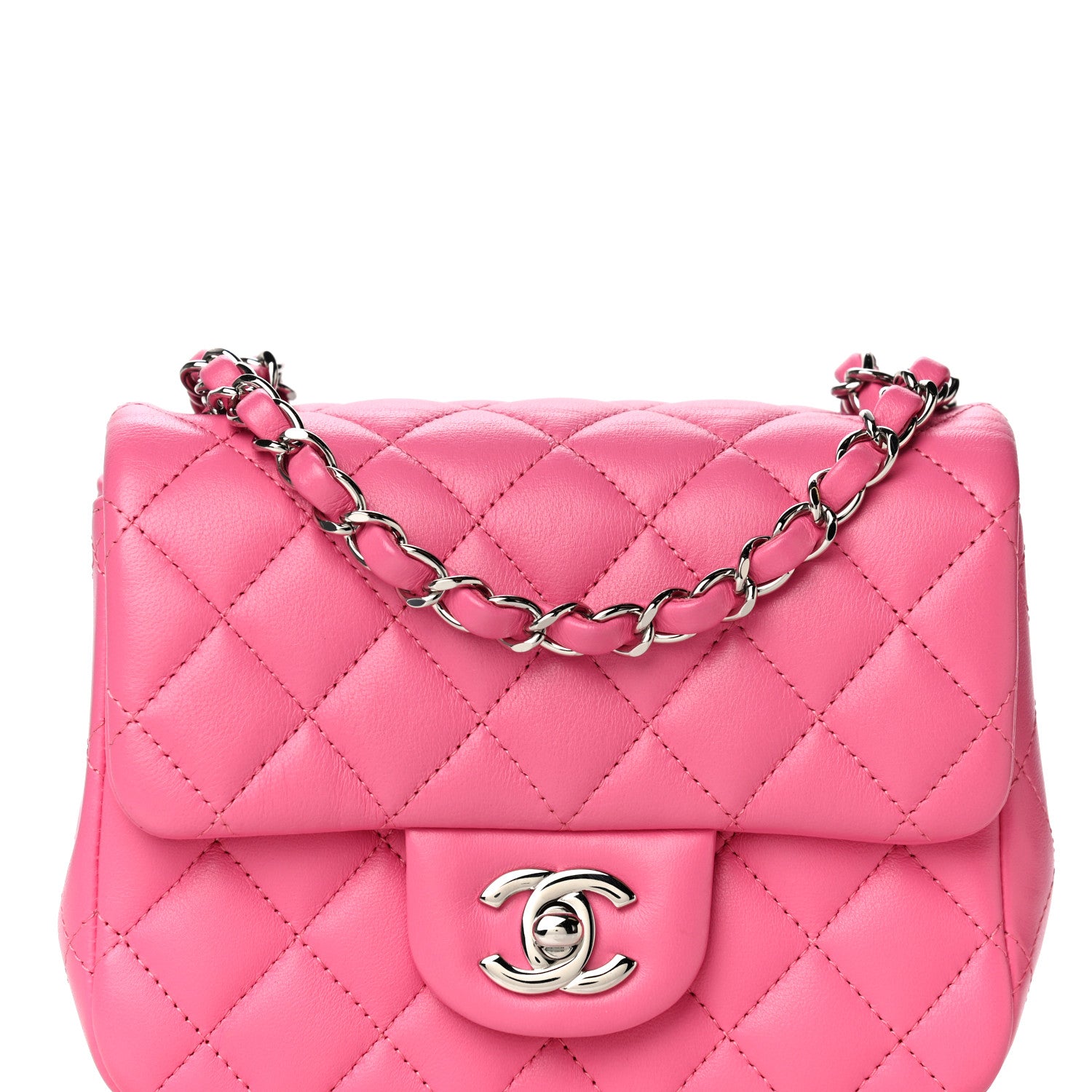 Chanel Lambskin Quilted Mini Square Flap Pink 8 of 13