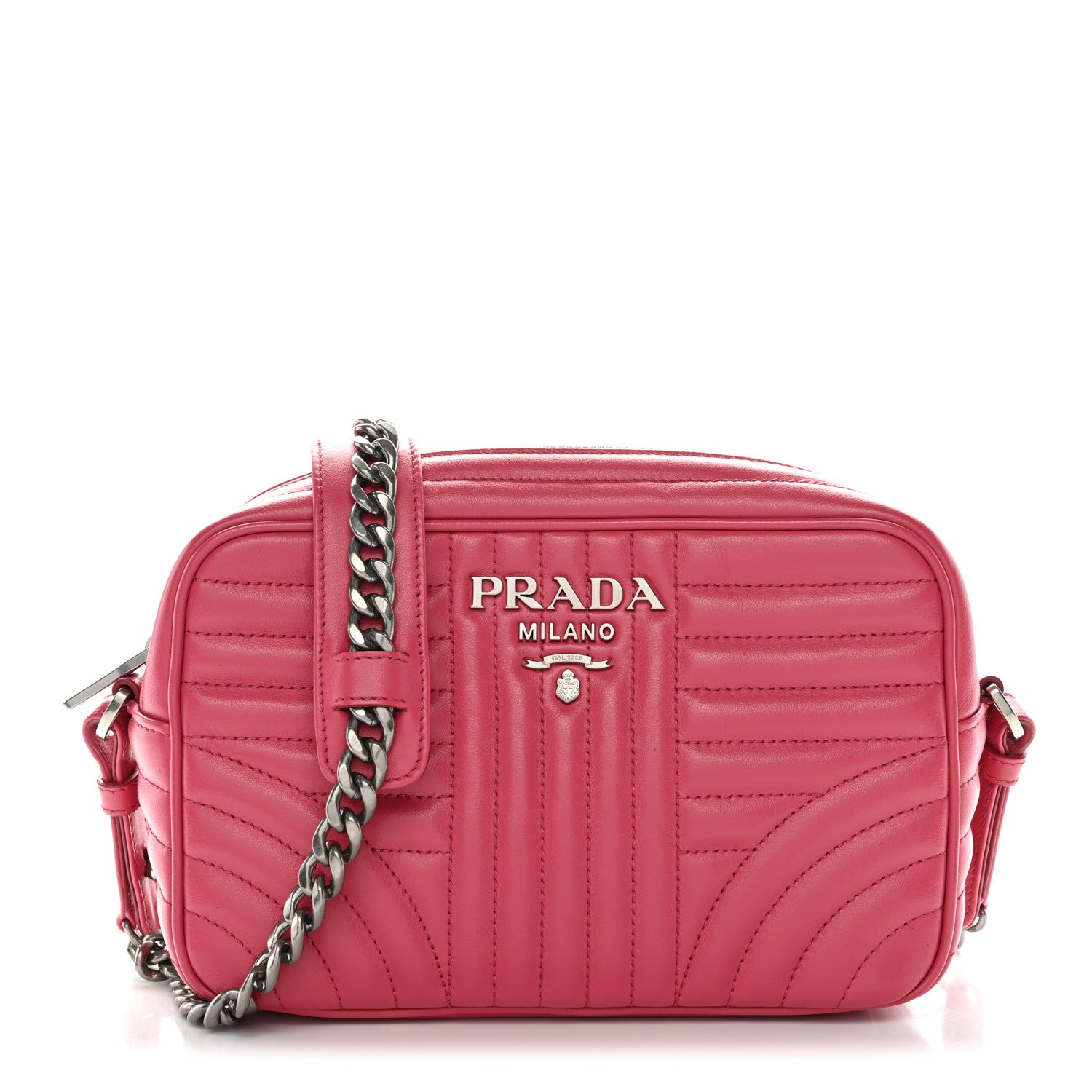 Prada Soft Calfskin Diagramme Camera Bag Peonia 1822798 – FASHIONPHILE