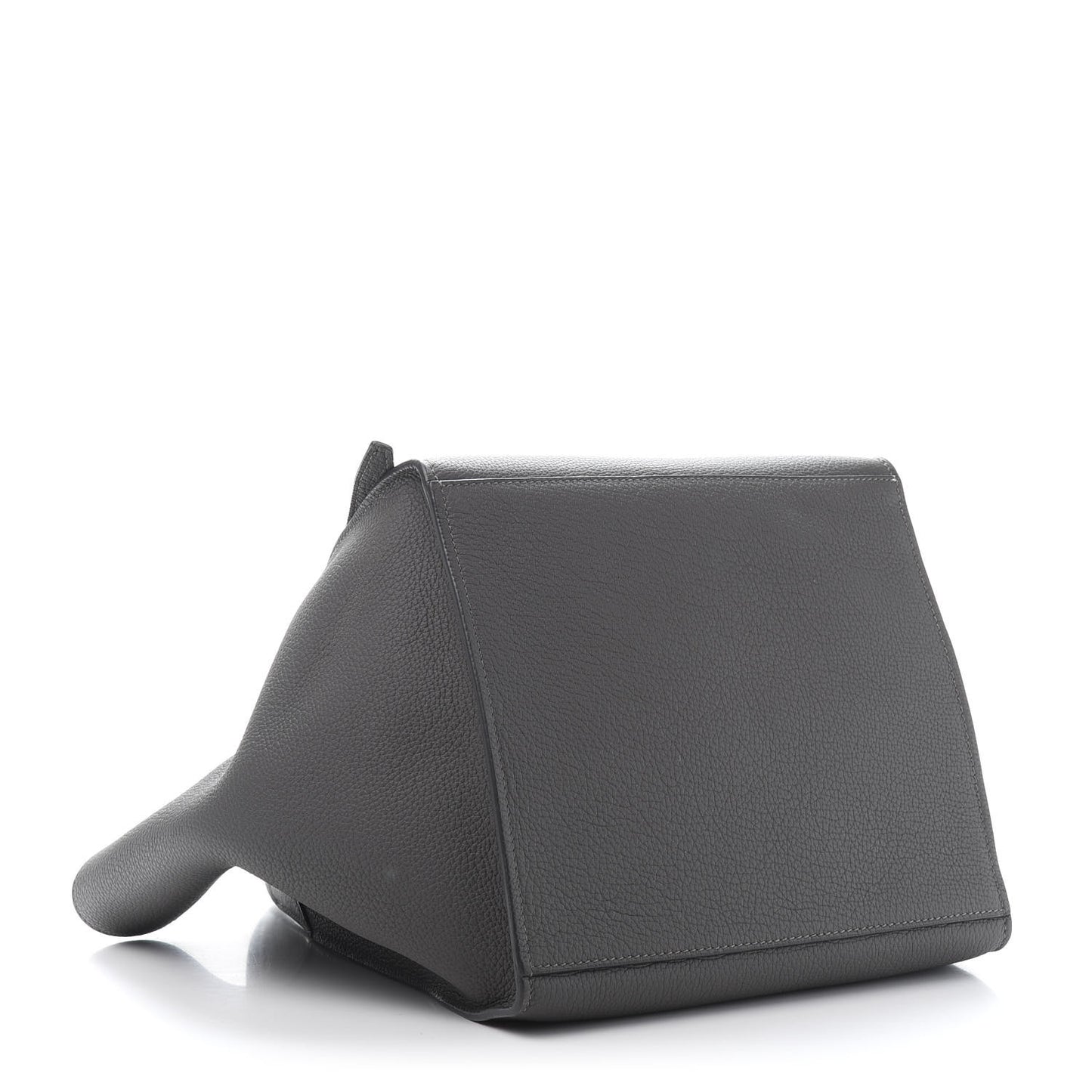Supple Grained Calfskin Long Strap Small Big Bag Gray