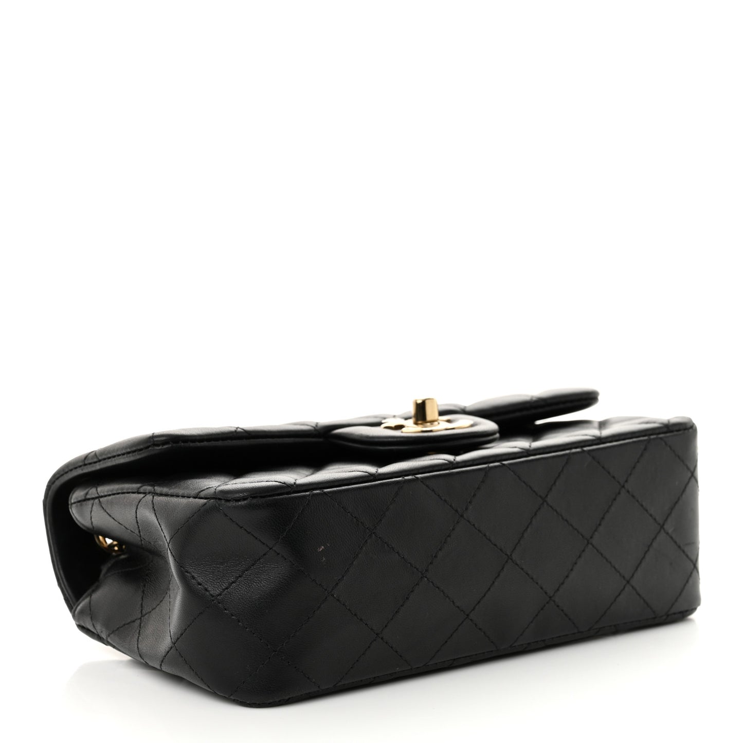 Lambskin Quilted Mini Rectangular Flap Black