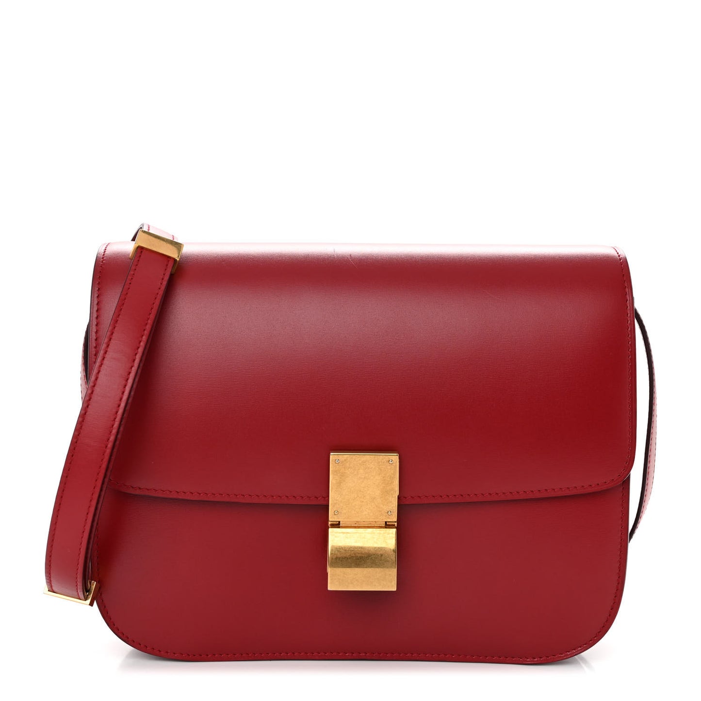 Box Calfskin Medium Classic Box Flap Bag Red