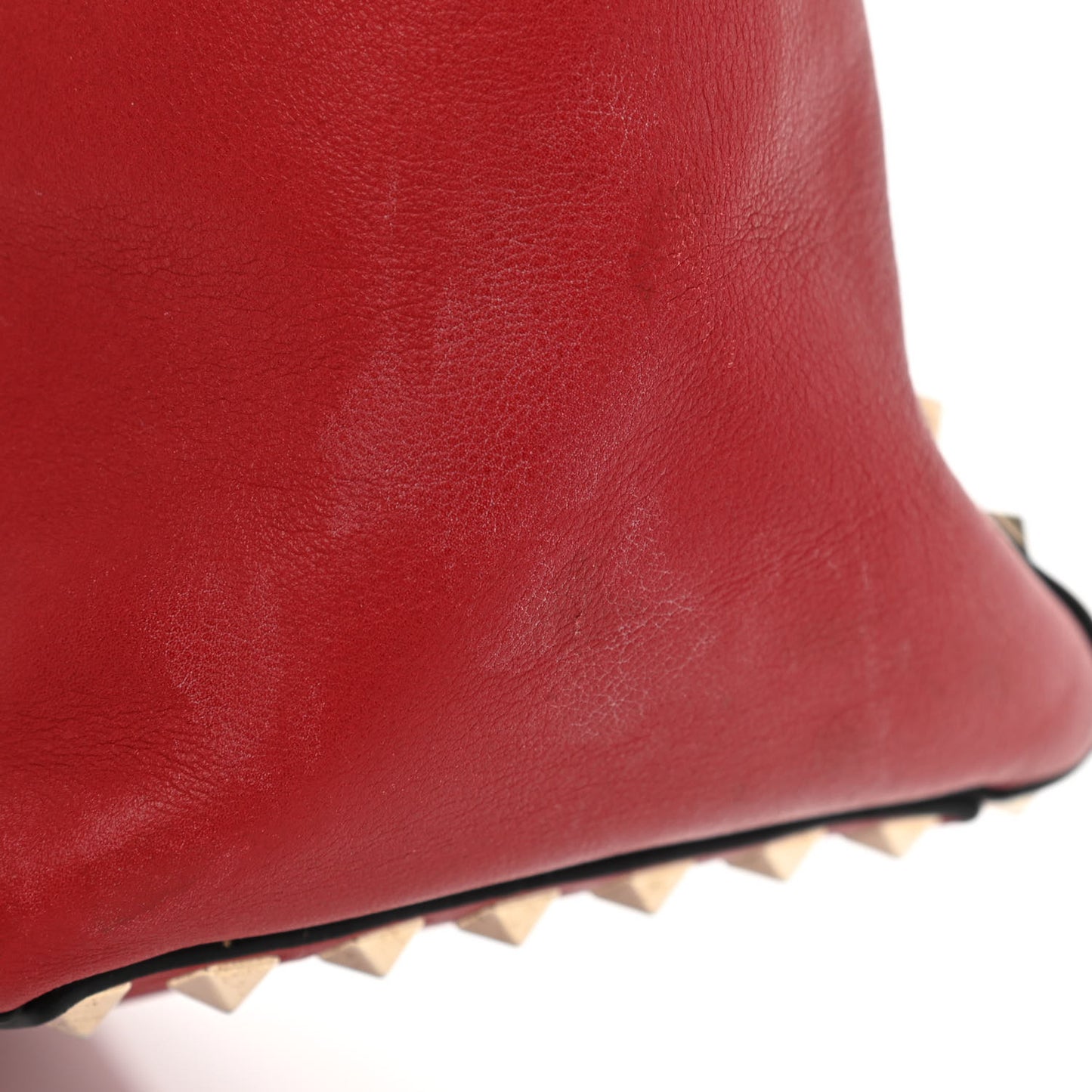 Vitello Rockstud Double Handle Tote Red