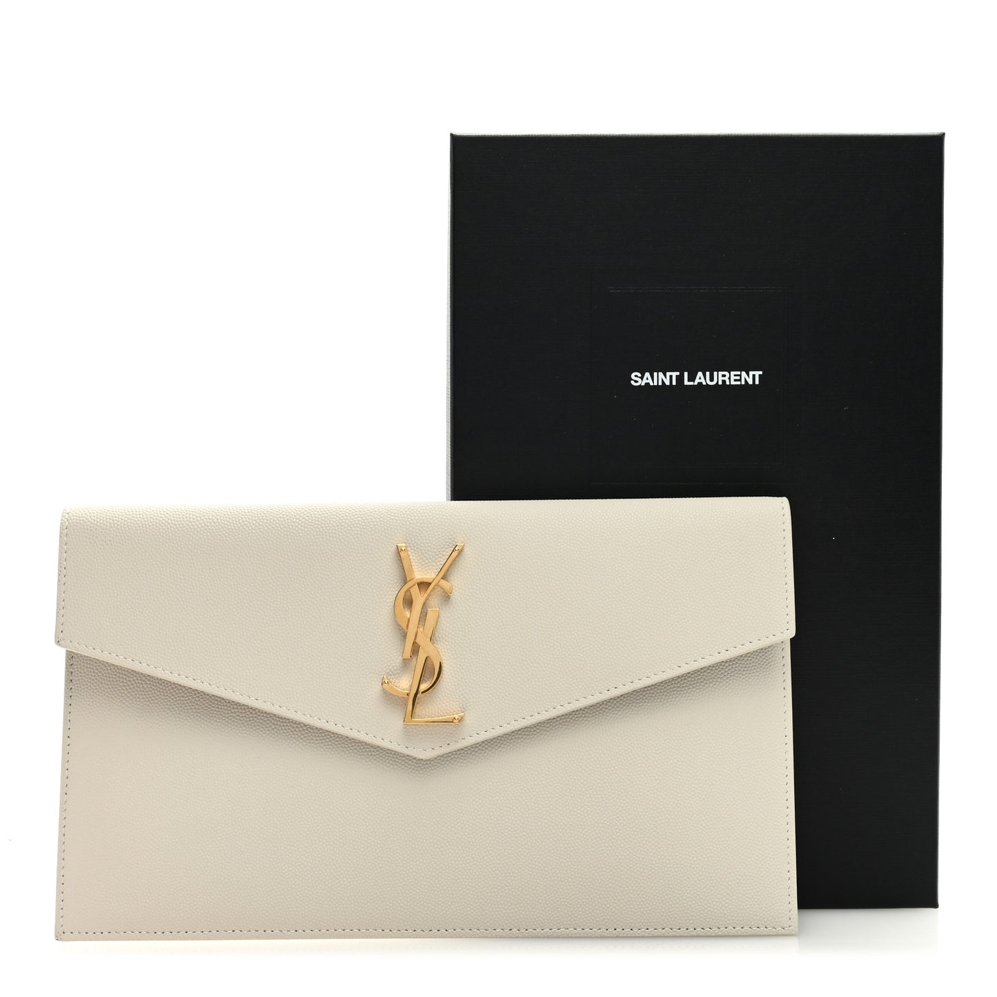 SAINT LAURENT Grain De Poudre Uptown Pouch Crema Soft